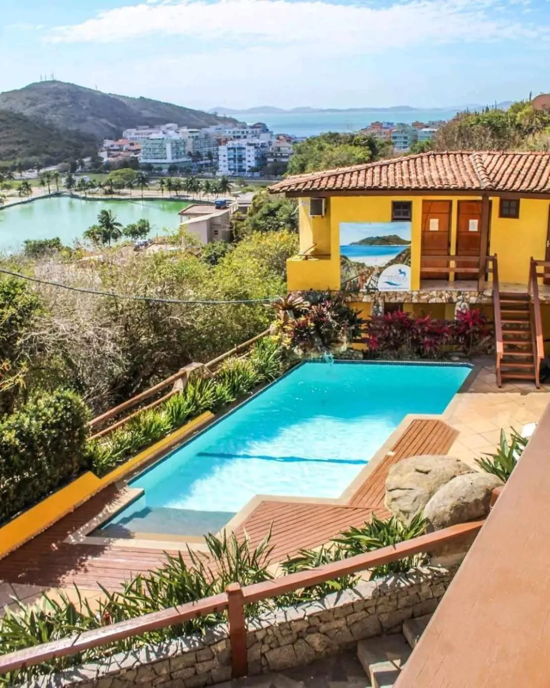 Pool view in Pousada Dos Atobás