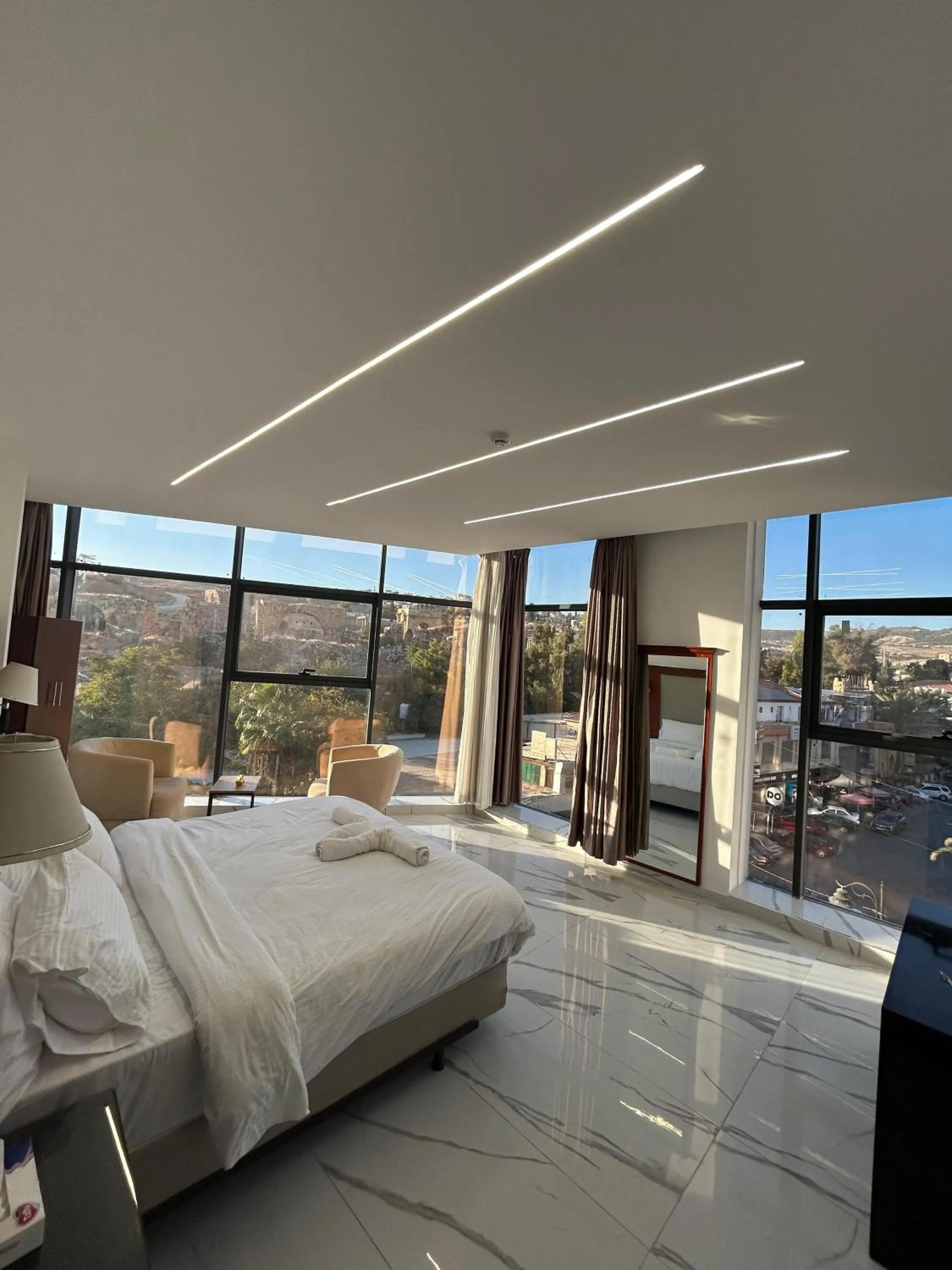 Natural landscape, Bed in Jerash Hotel