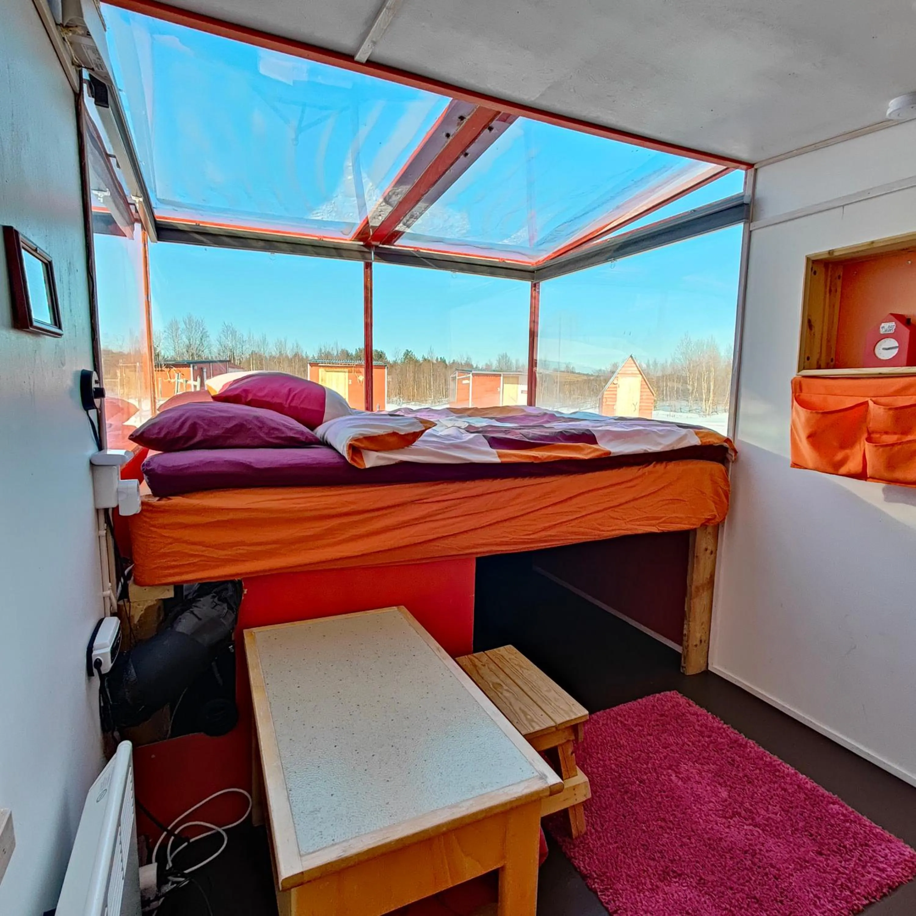 Bed in Lake Inari Mobile Cabins