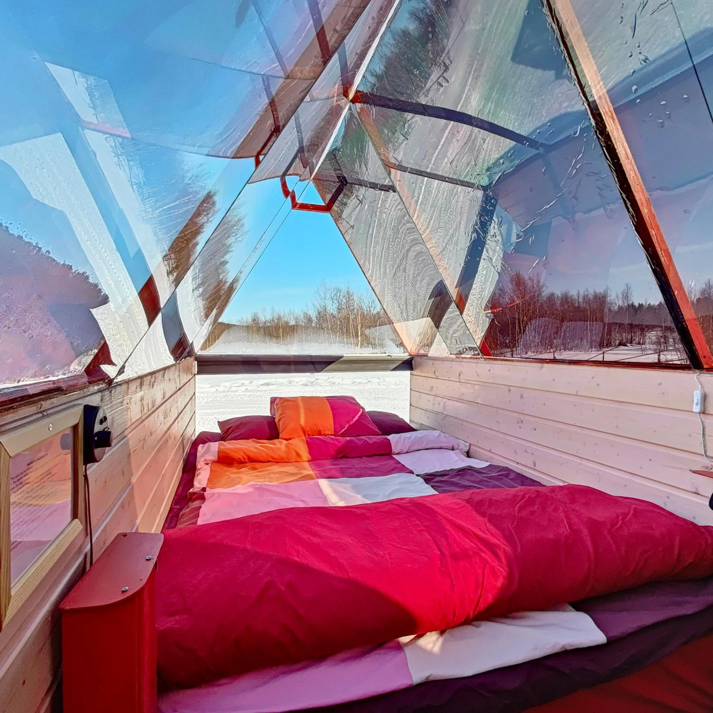 Bed in Lake Inari Mobile Cabins