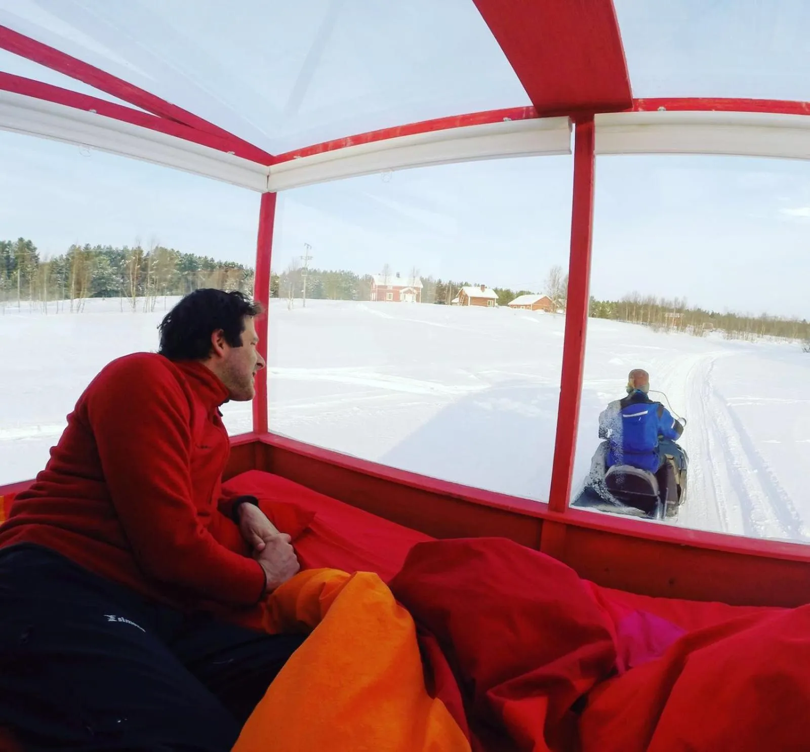 Bed in Lake Inari Mobile Cabins
