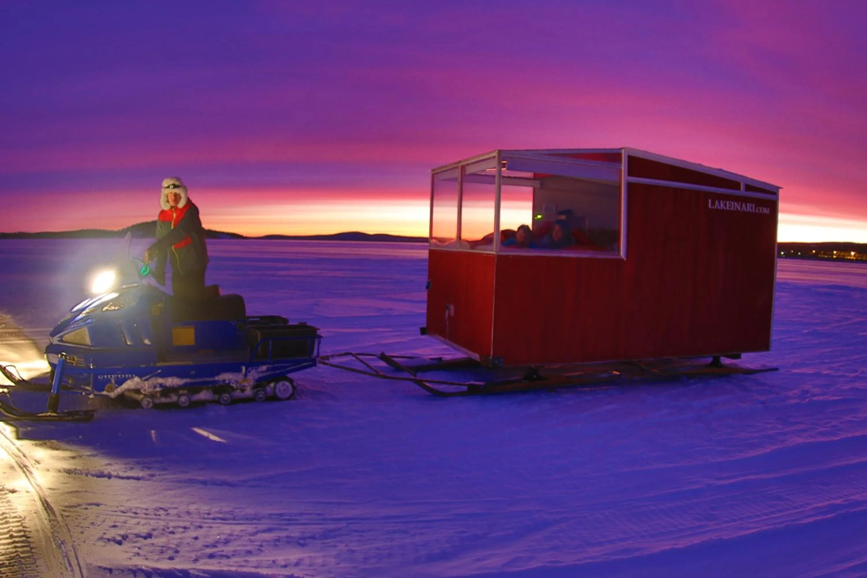Winter in Lake Inari Mobile Cabins