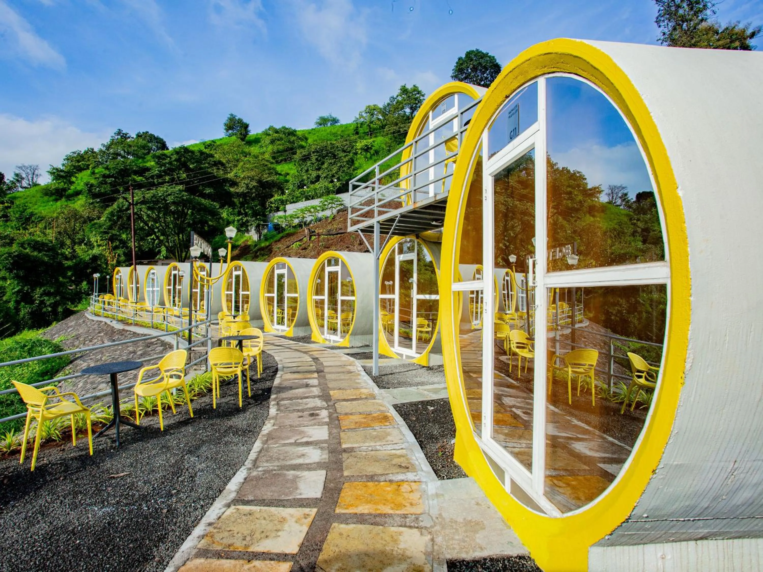 Seating area in The Hosteller Panshet