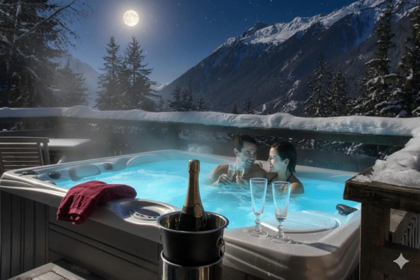 Night in Hôtel Les Chalets de Philippe avec Jacuzzis Privatifs