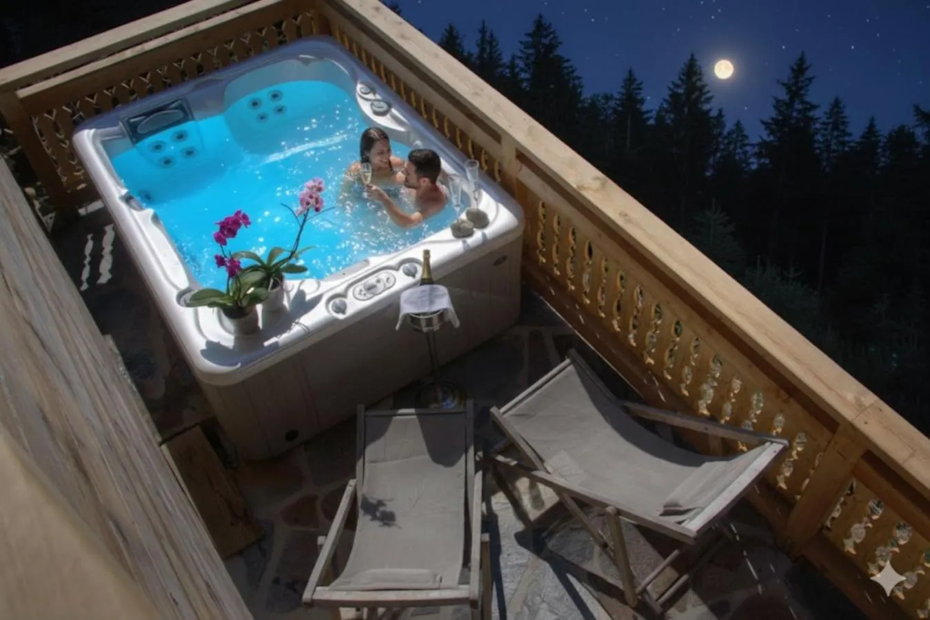 Night in Hôtel Les Chalets de Philippe avec Jacuzzis Privatifs