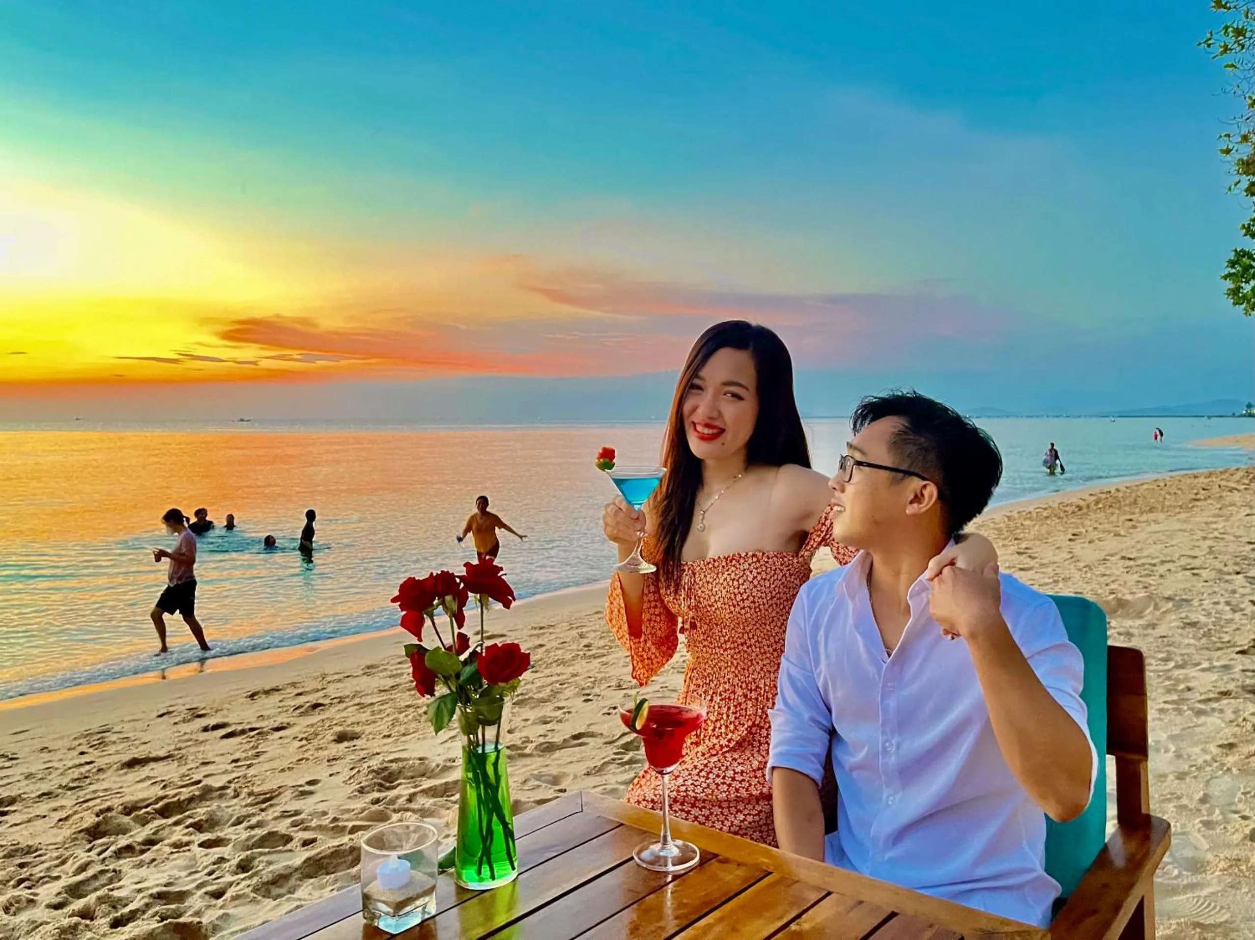 People in Orange Resort