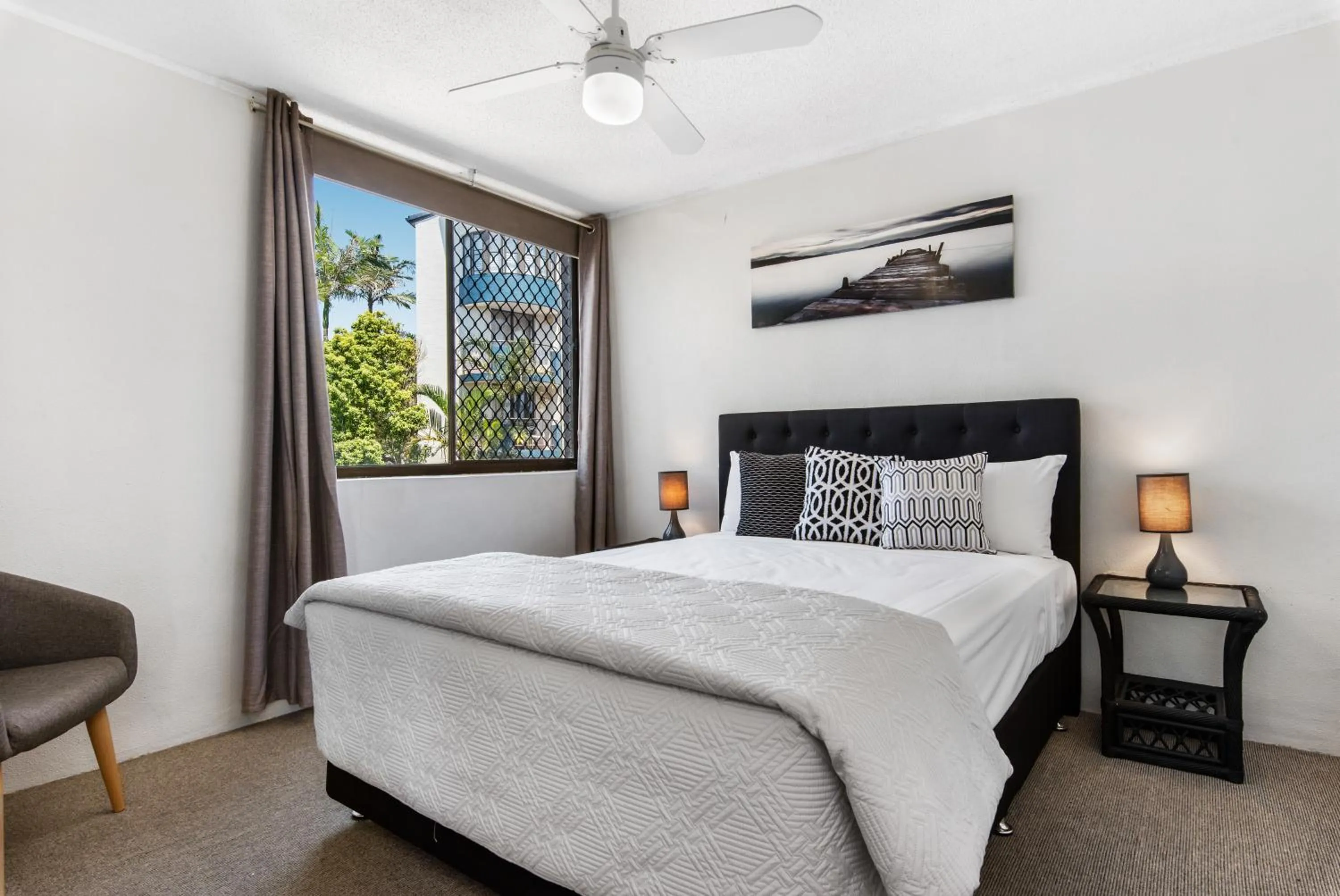 Bed in Mylos Holiday Apartments