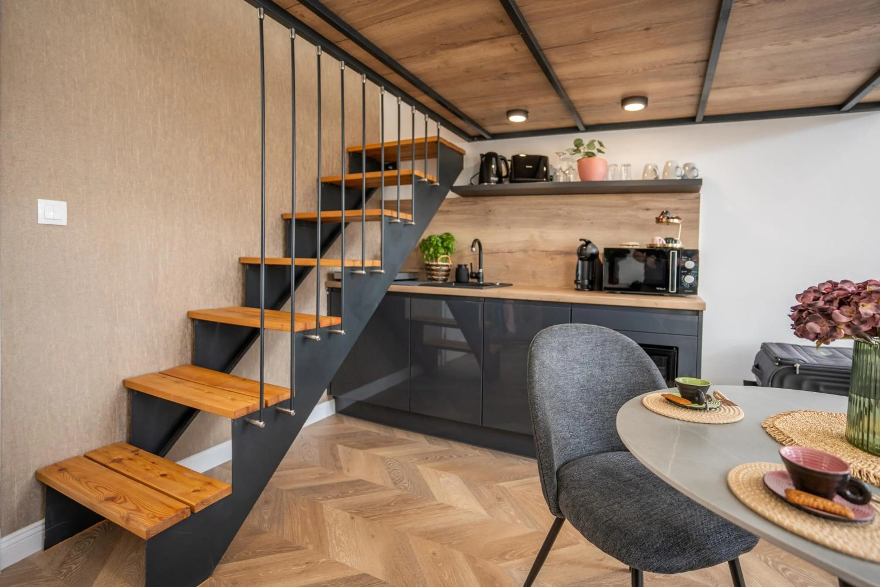 Coffee/tea facilities in V62 studio apartments- Downtown Sopron