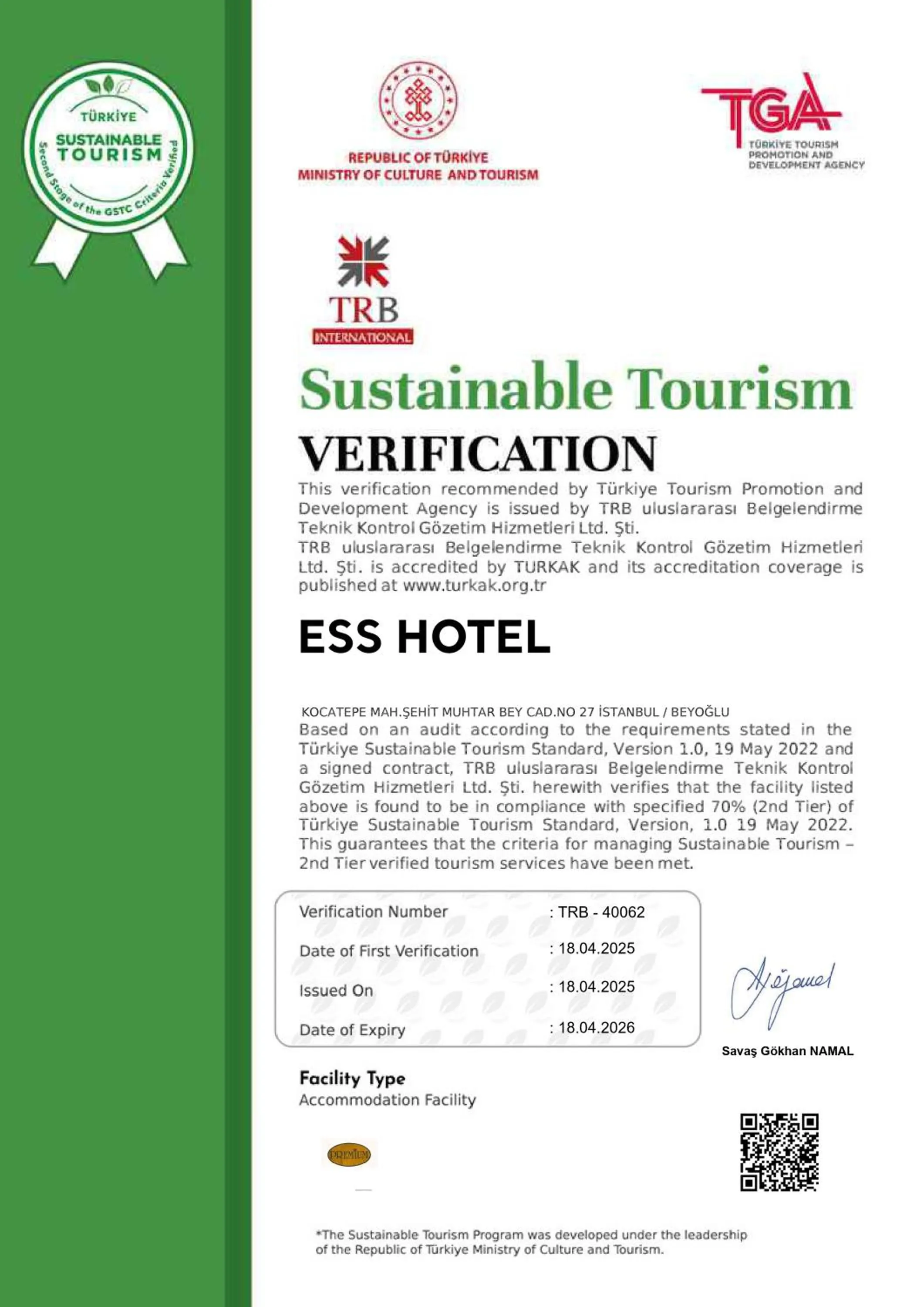 Logo/Certificate/Sign in Ess Hotel