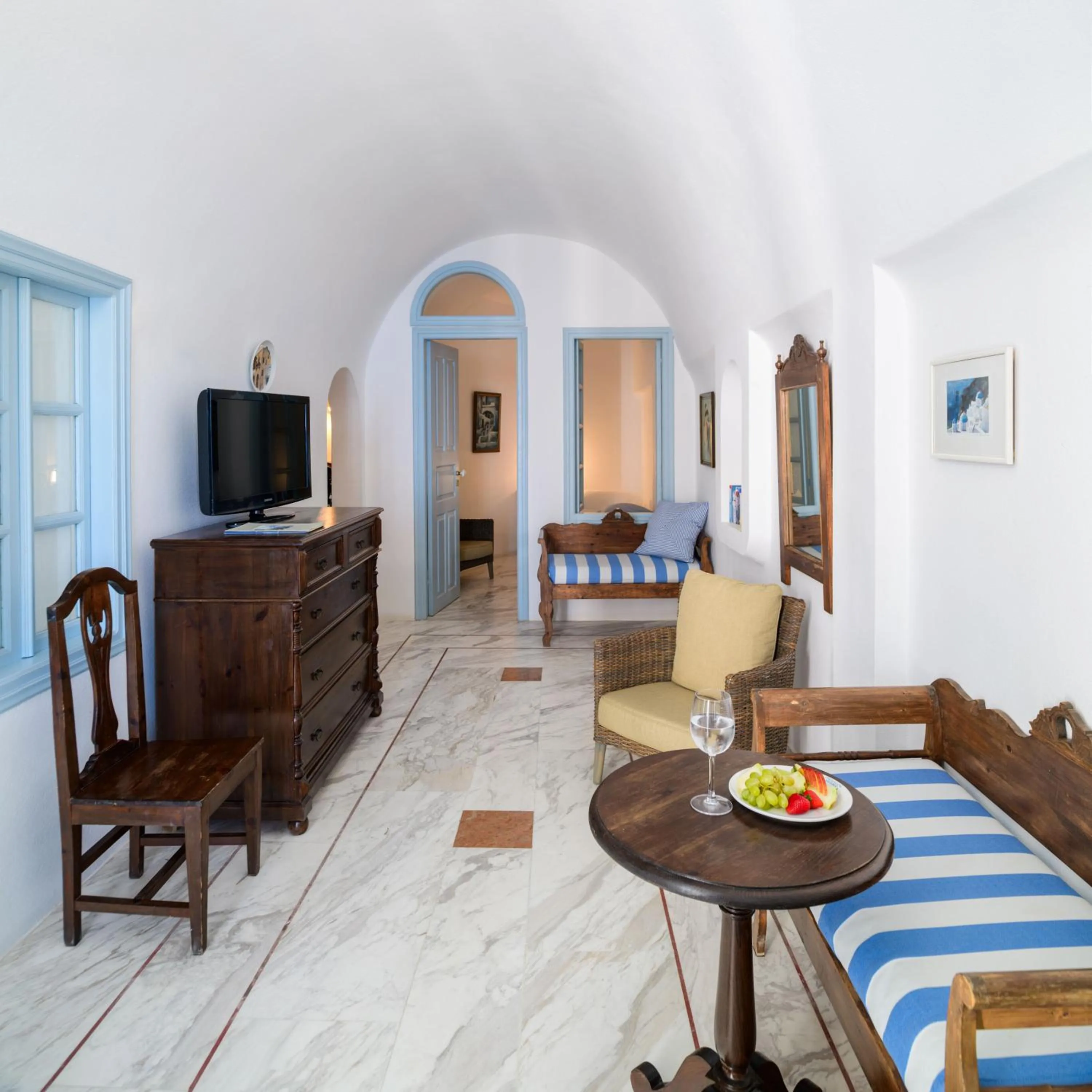 Living room in Aigialos Luxury Traditional Settlement