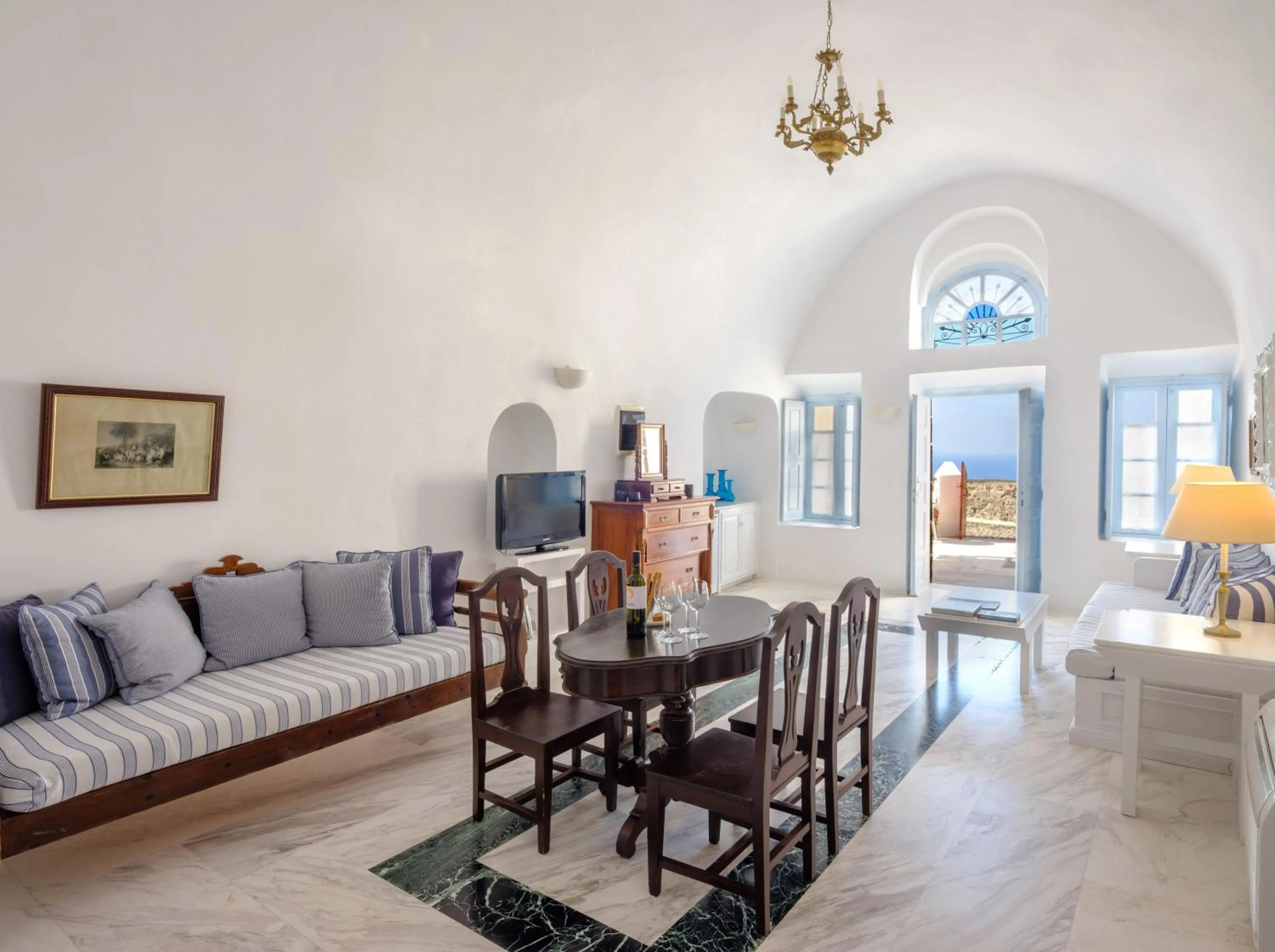 Living room in Aigialos Luxury Traditional Settlement