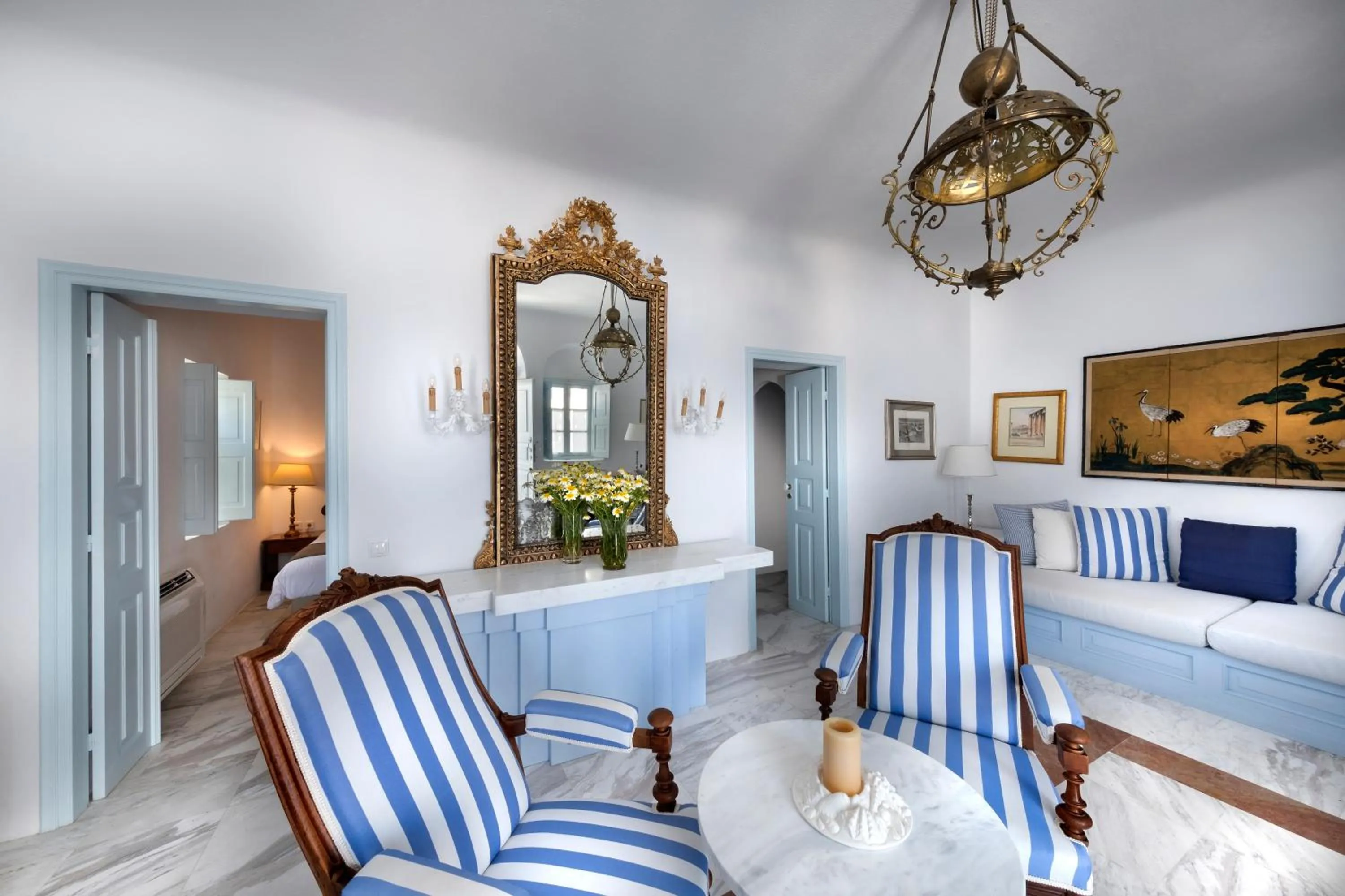 Living room in Aigialos Luxury Traditional Settlement