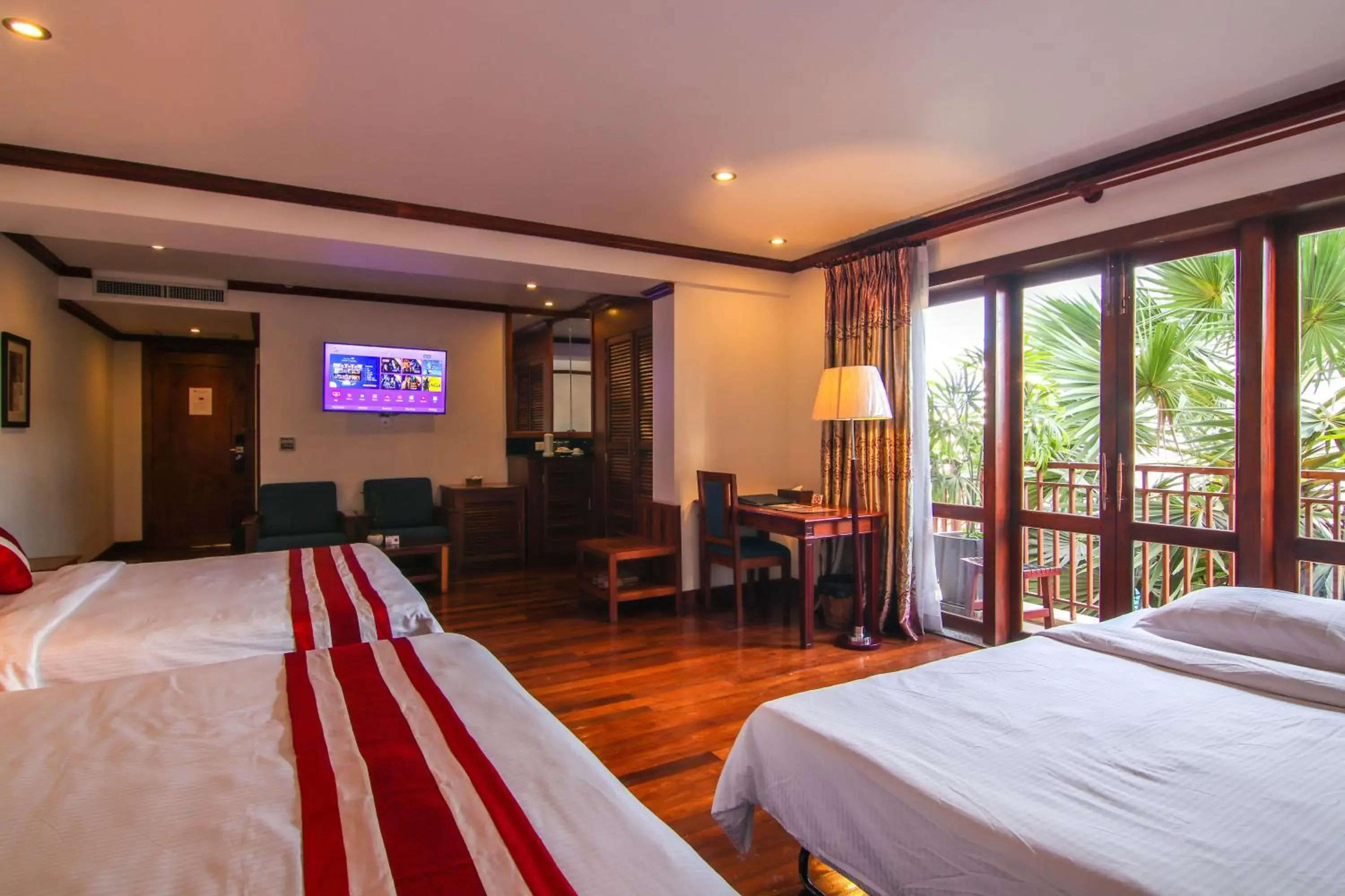 View (from property/room), Bed in Cheathata CTS Hotel Siem Reap