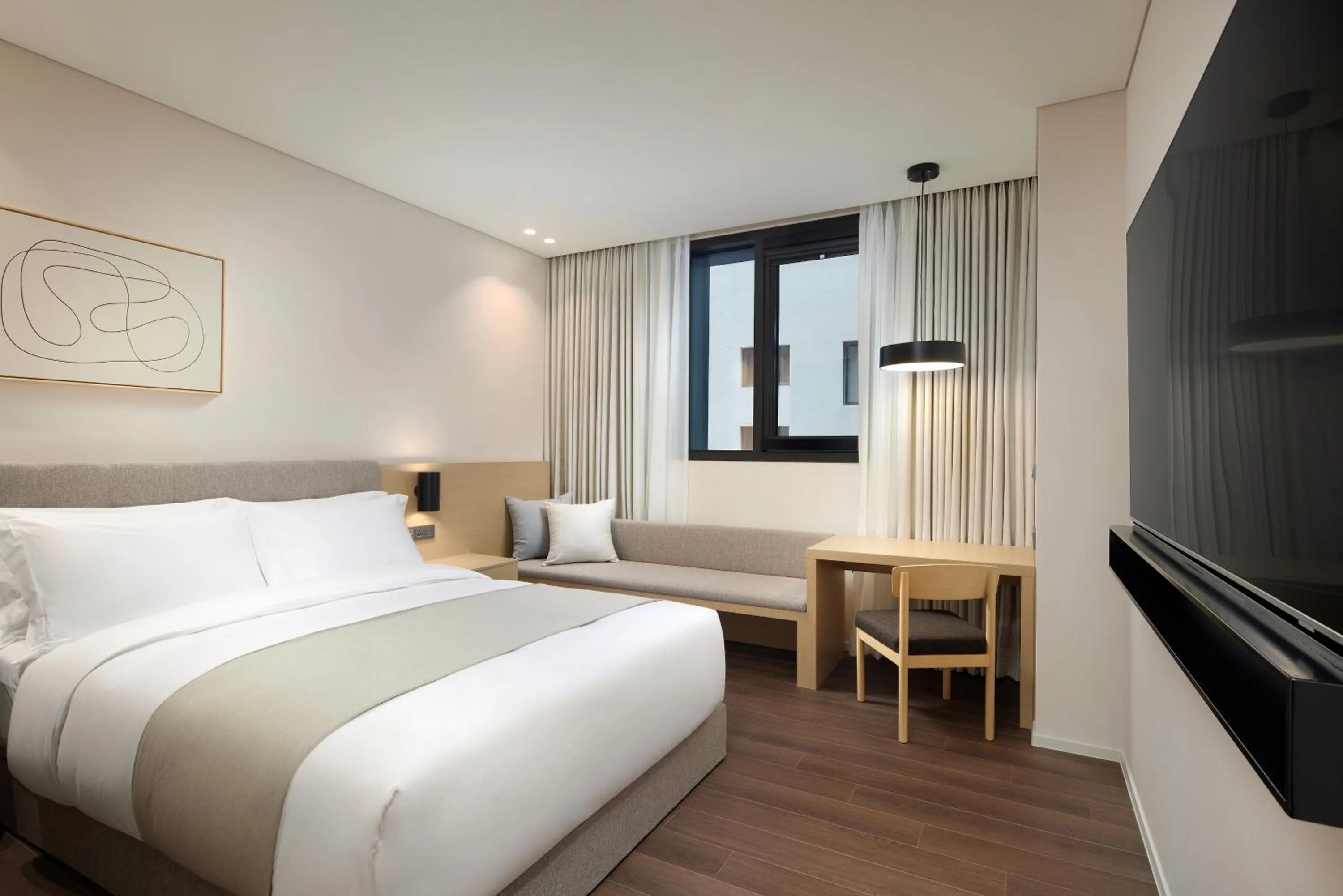 Decorative detail, Bed in Shilla Stay Jeonju Hanok Village