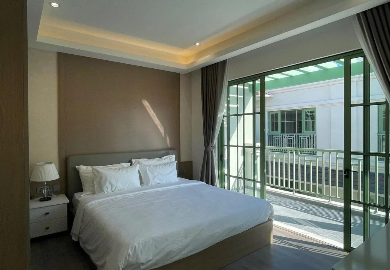 Balcony/Terrace, Bed in Elyday Apartment Hillside Phu Quoc - Sea & Firework view