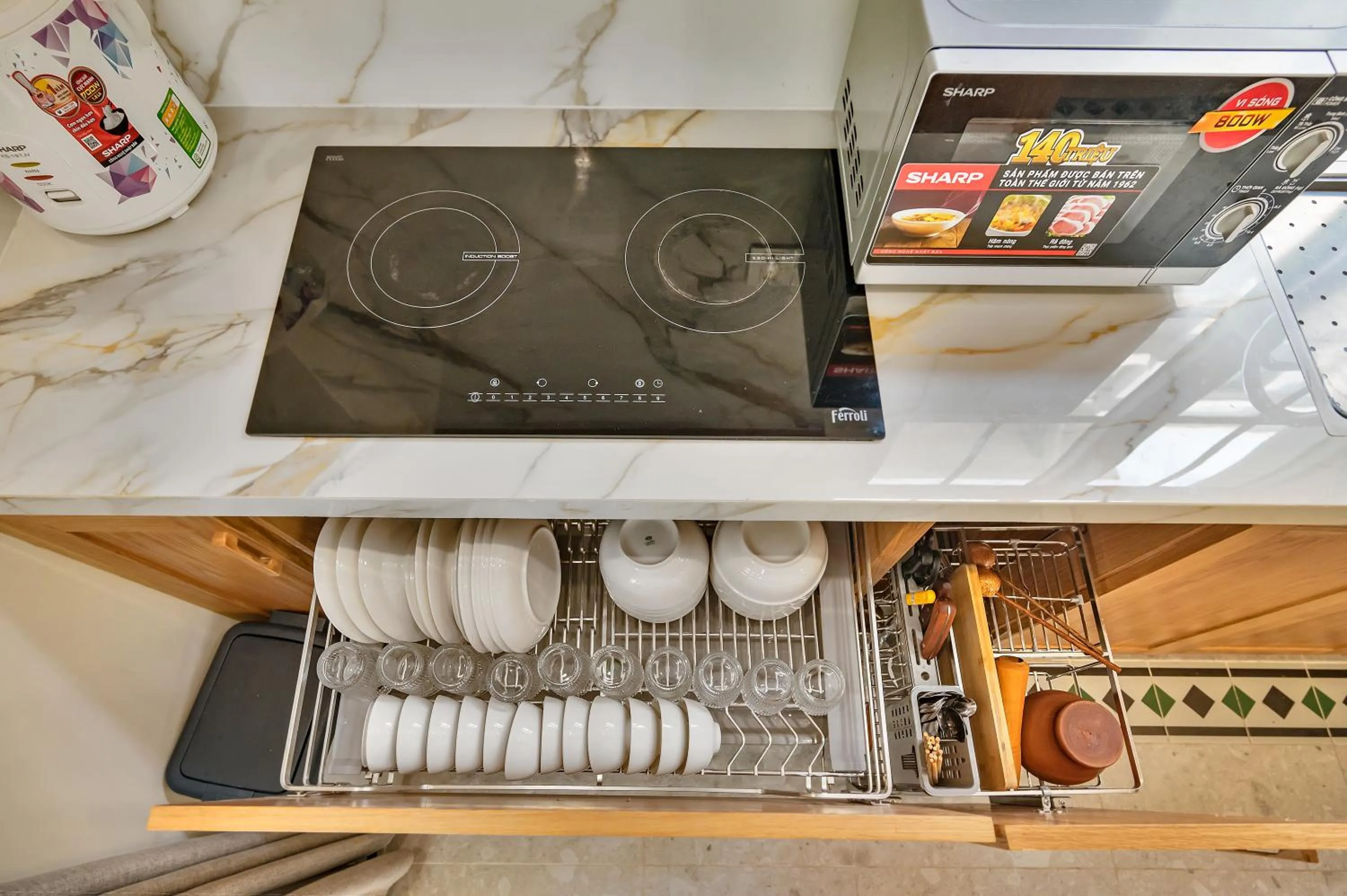 Kitchen or kitchenette in Elyday Apartment Hillside Phu Quoc - Sea & Firework view