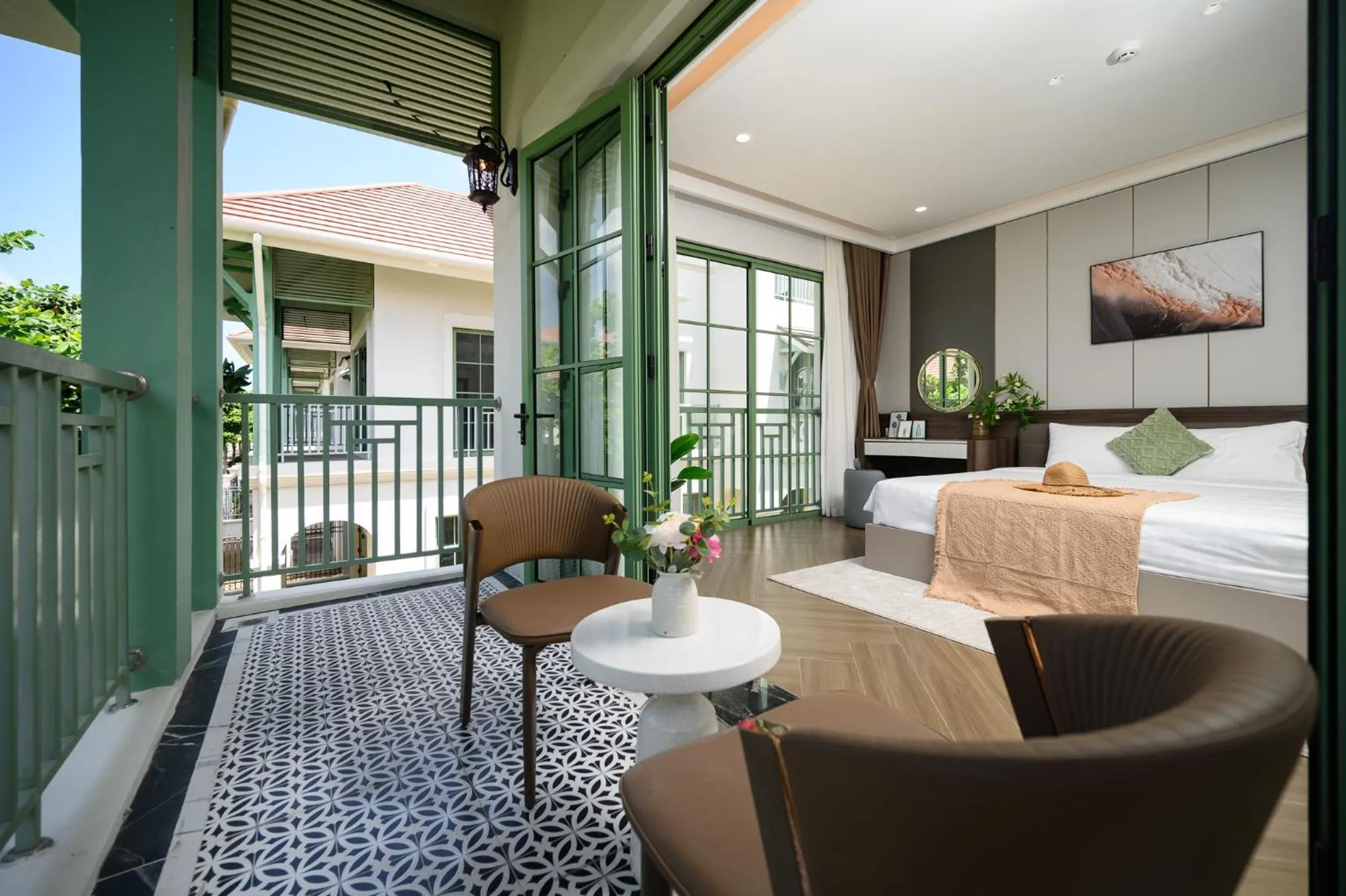 Balcony/Terrace, Bed in Elyday Apartment Hillside Phu Quoc - Sea & Firework view