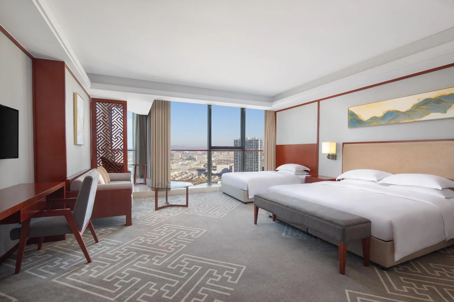 Photo of the whole room, Bed in Courtyard by Marriott Anji-Beside Zhebei Mall and Jiuzhou Mall,Live in downtown