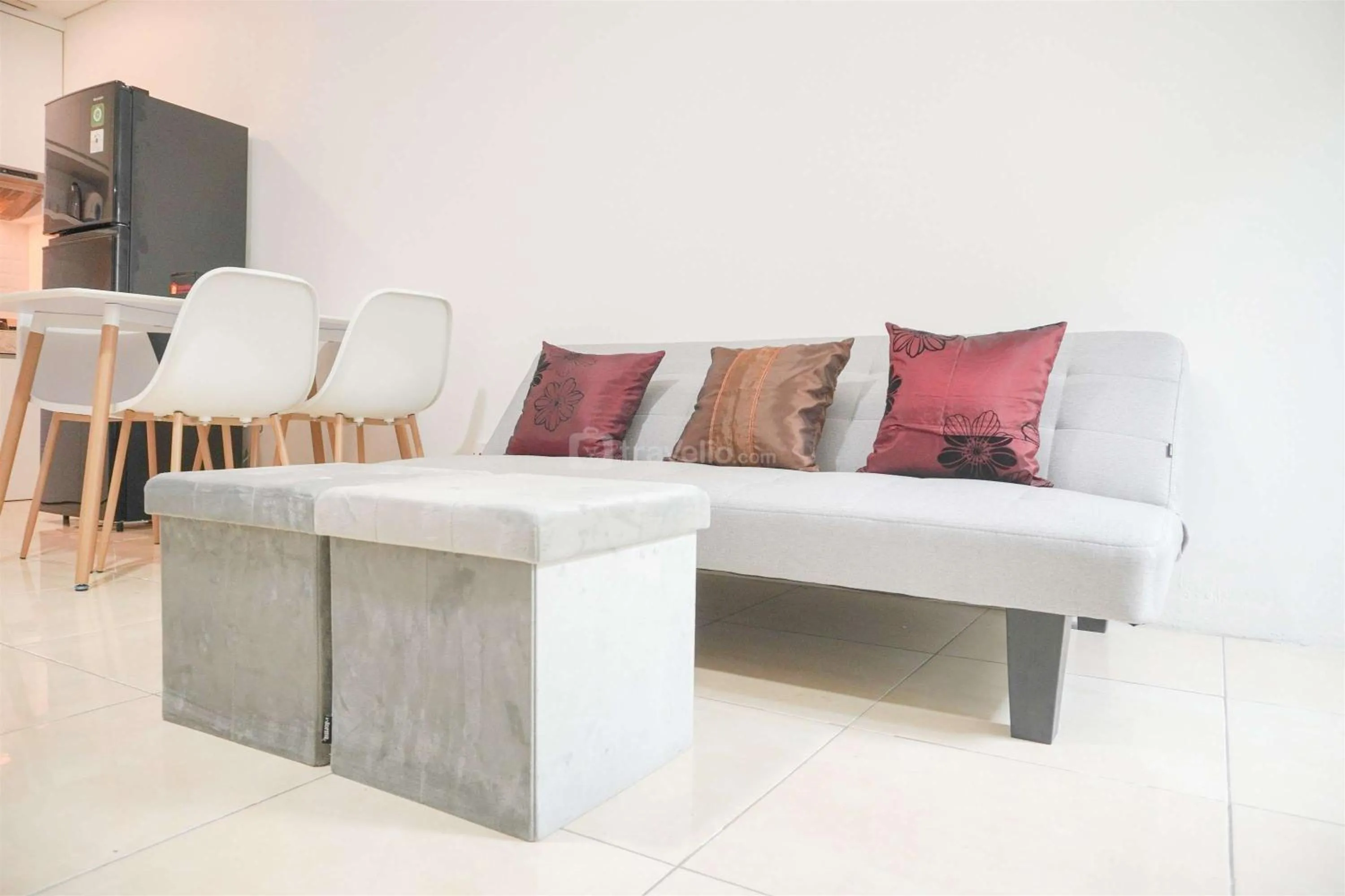 Bed in Modern and Homey 2BR at MT Haryono Square Apartment By Travelio