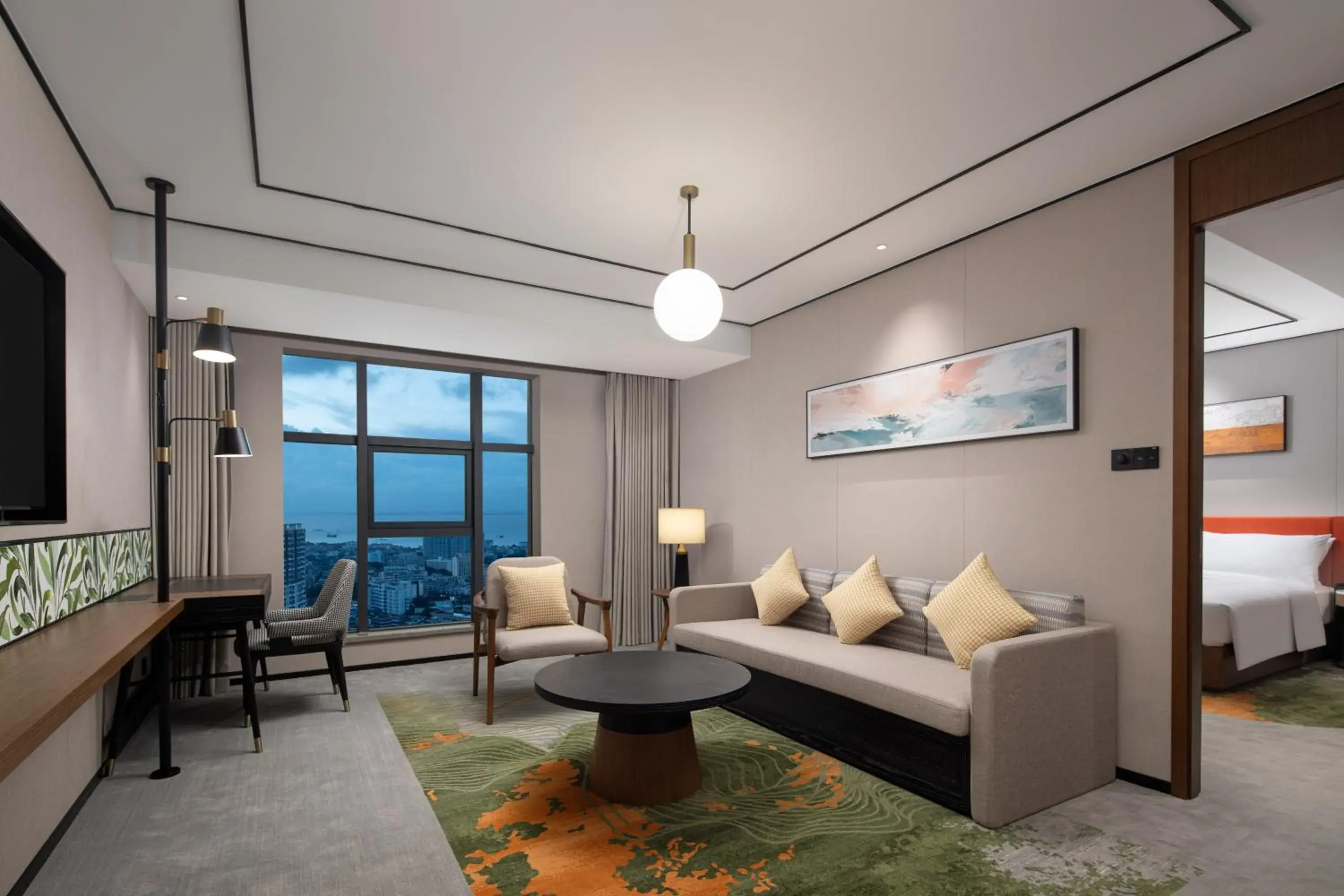 Living room, Bed in Hilton Garden Inn Beihai Jiafu Living room, Bed in Hilton Garden Inn Beihai Jiafu
