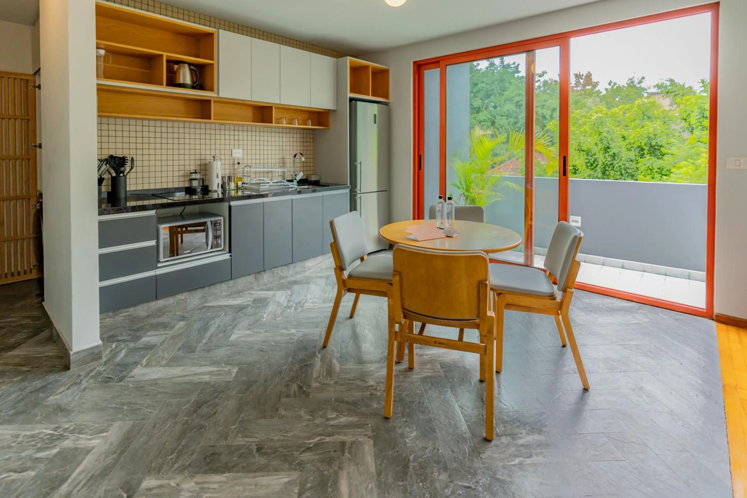 Dining area in La Campechana in the heart of Roma and Condesa