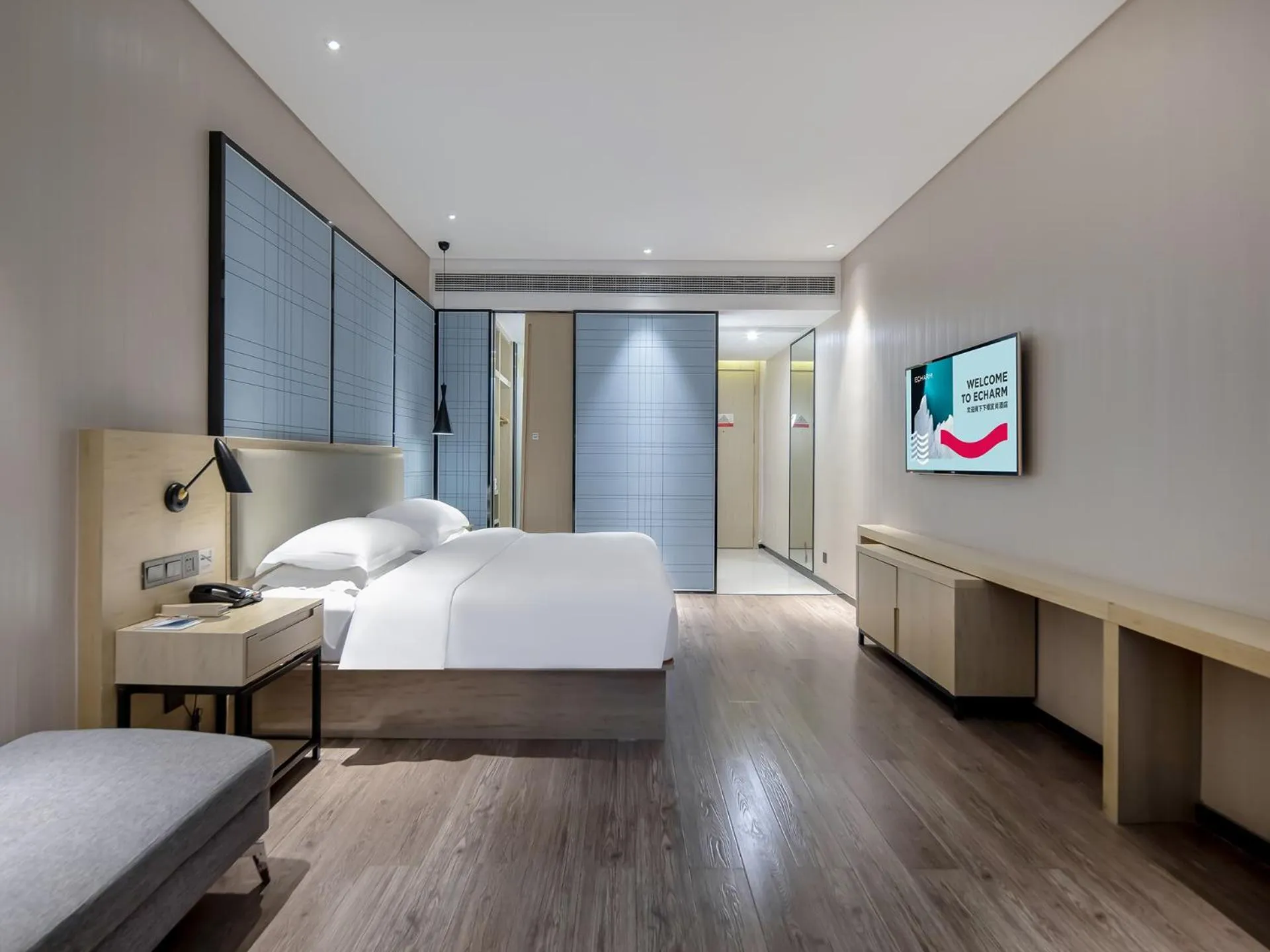 Bedroom, Bed in Echarm Hotel Nanning the MixC Exhibition Center Metro Station
