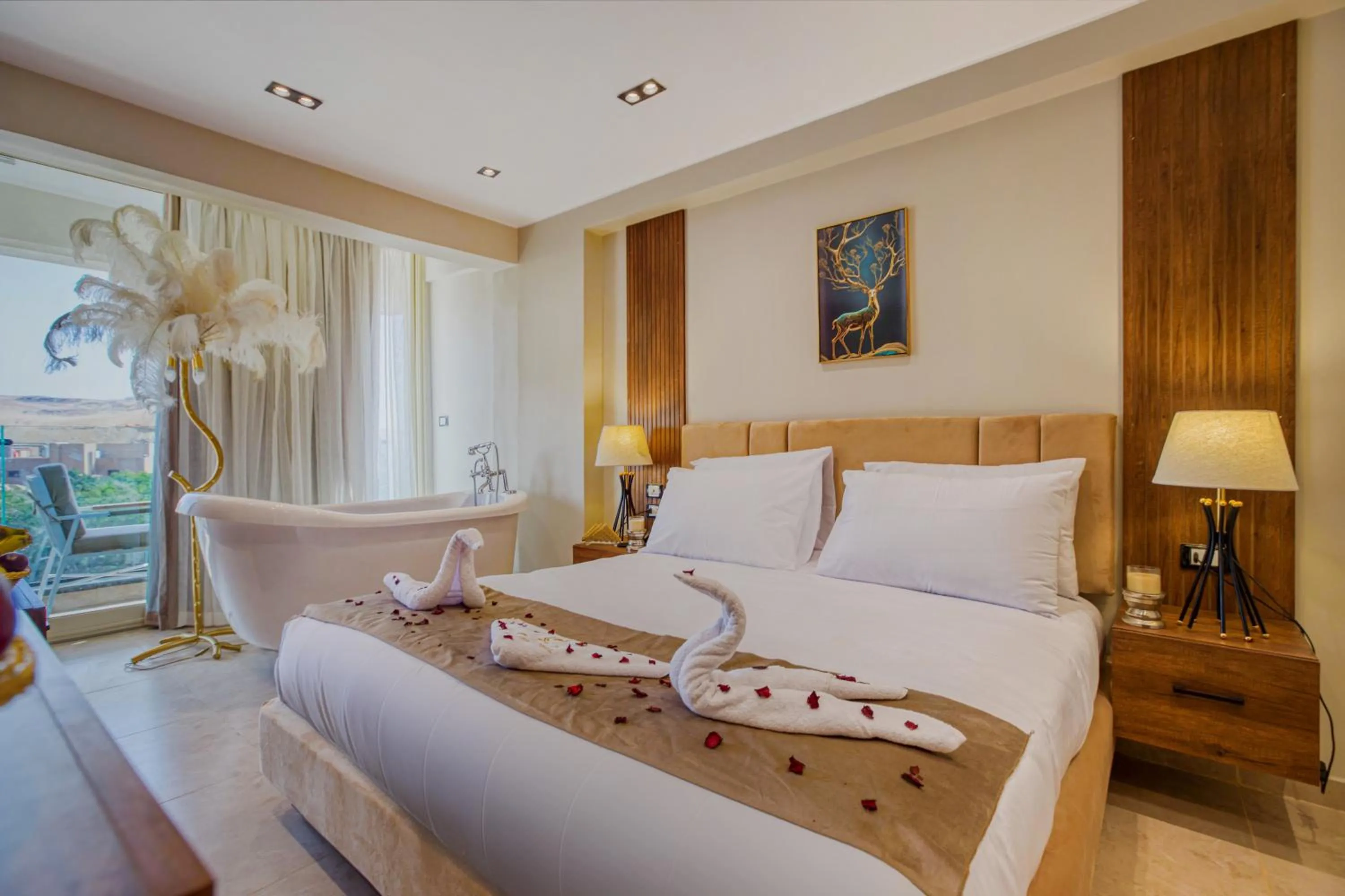 Bed in Gaia Pyramids Hotel