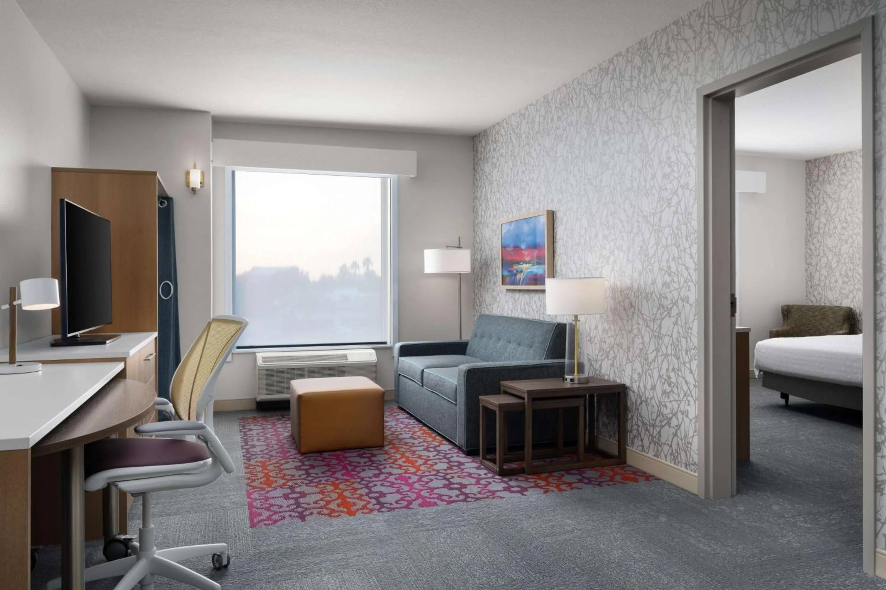 Living room, Bed in Home2 Suites By Hilton Winter Haven