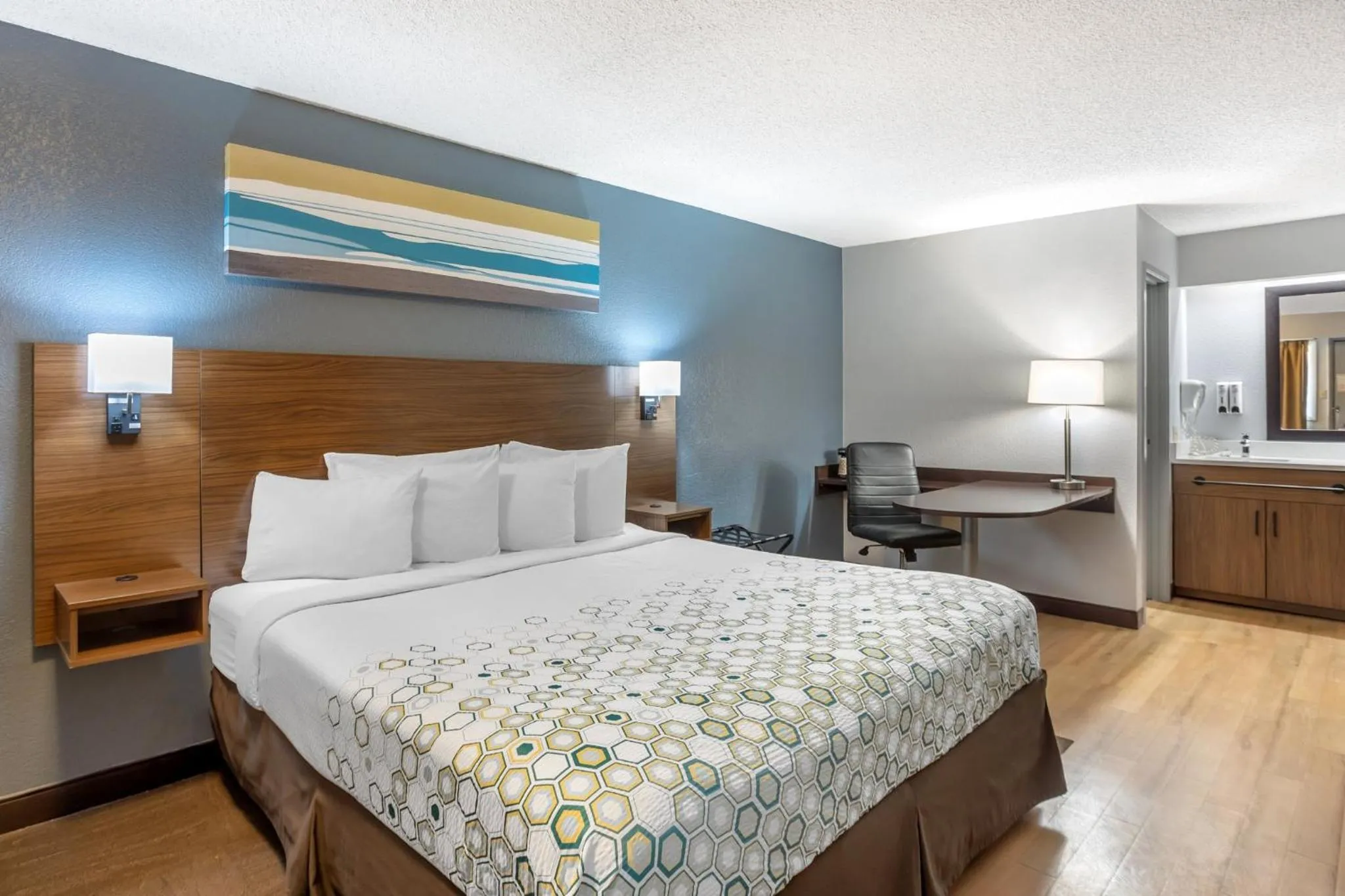 Bedroom, Bed in HomeTowne Studios by Red Roof Danville, PA