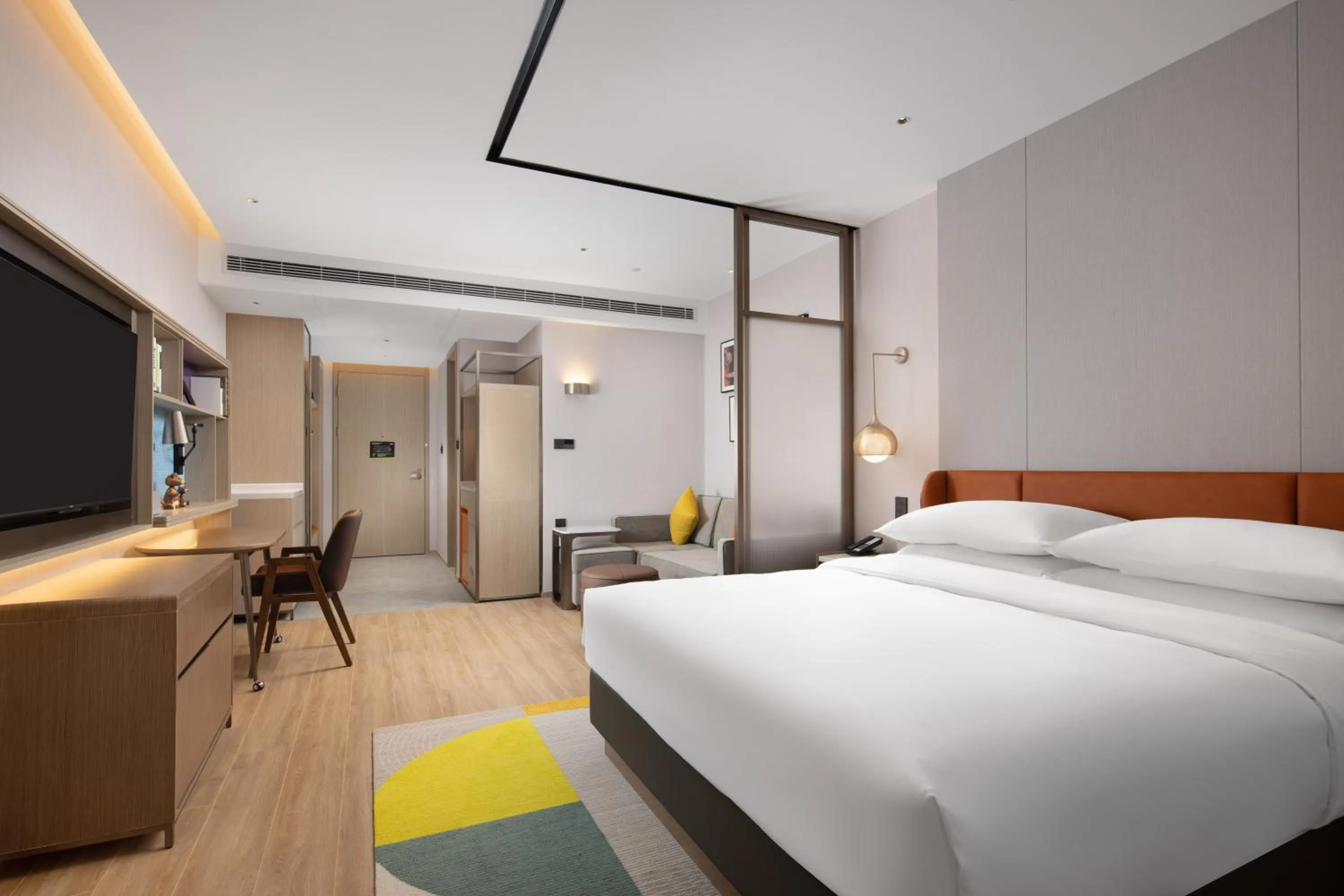 Photo of the whole room, Bed in Home2 Suite by Hilton Hangzhou Qianjiang New Town