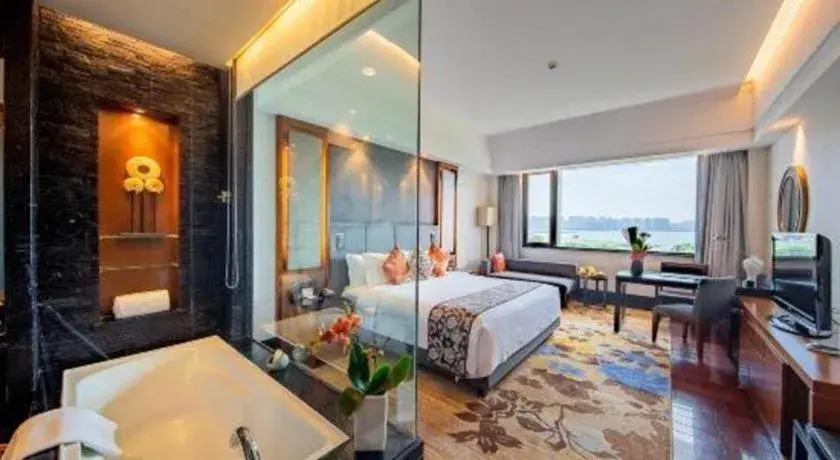 Bed in Worldhotel Grand Dushulake Suzhou Bed in Worldhotel Grand Dushulake Suzhou