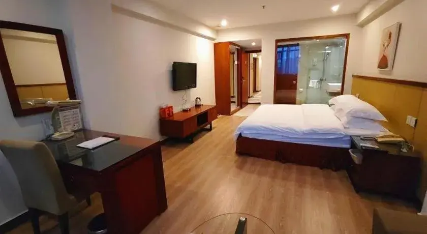 Bed in GreenTree Inn Shenzhen Kengzi Town Express Hotel Bed in GreenTree Inn Shenzhen Kengzi Town Express Hotel