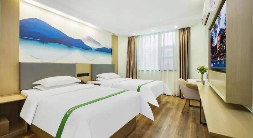 Bed in GreenTree Inn Puyang Ruifengyuan Business Hotel