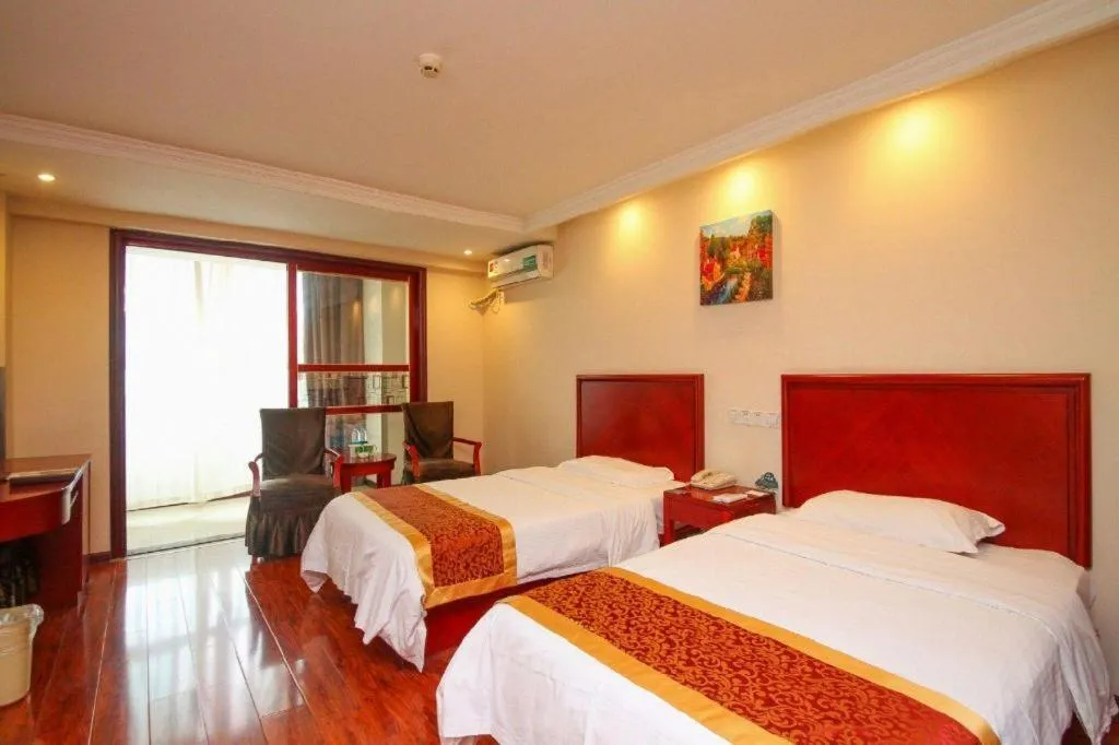 Bed in GreenTree Inn Lianyungang Guanyun Bus Station Zhenxing Garden Express Hotel