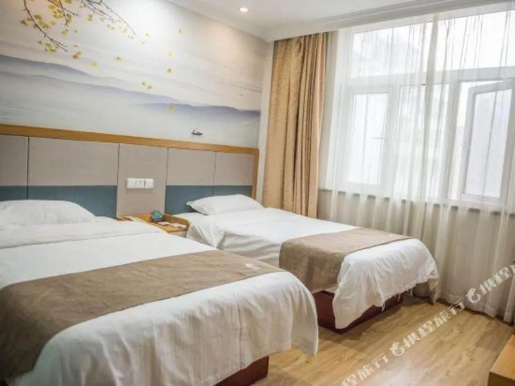 Bed in GreenTree Inn Zhejiang Ningbo Exhibition and Convention Center Bus East Station Express Hotel
