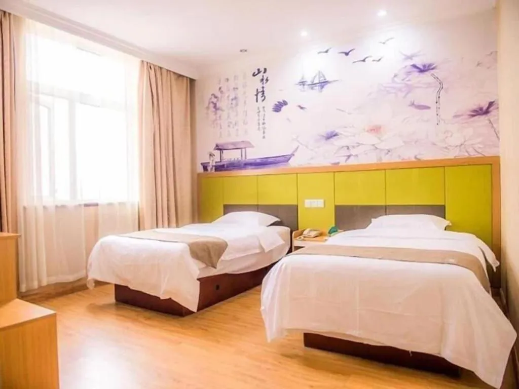 Bed in GreenTree Inn Zhejiang Ningbo Exhibition and Convention Center Bus East Station Express Hotel