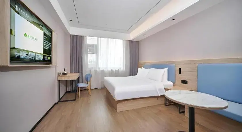 Bed in GreenTree Inn Hangzhou Linan Wanma Road Express Hotel Bed in GreenTree Inn Hangzhou Linan Wanma Road Express Hotel