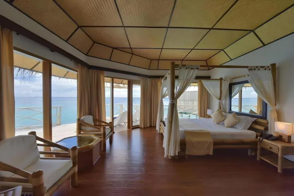 Bed in Angaga Island Resort and Spa Bed in Angaga Island Resort and Spa