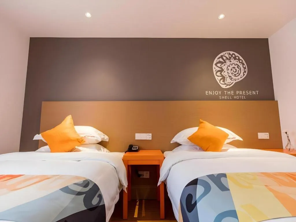 Bed in Shell Shanghai Yangpu District Pingliang Road Binjiang Hotel