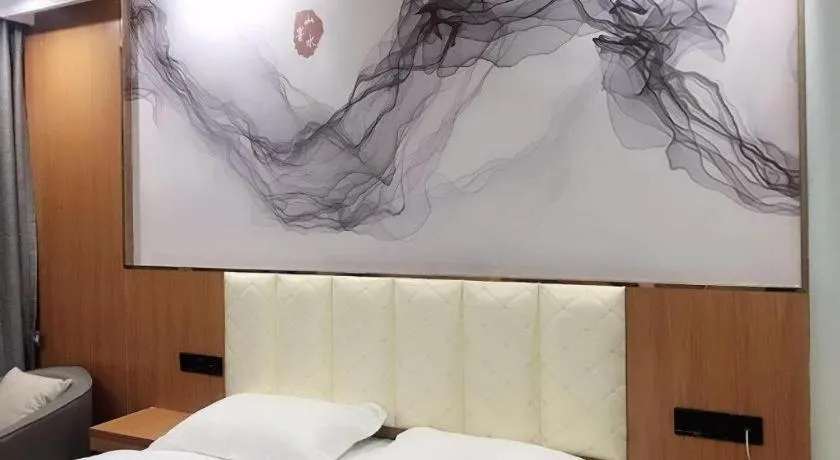 Bed in GreenTree Inn Chongqing Longhu Times Tianjie Xietaizi Metro Station