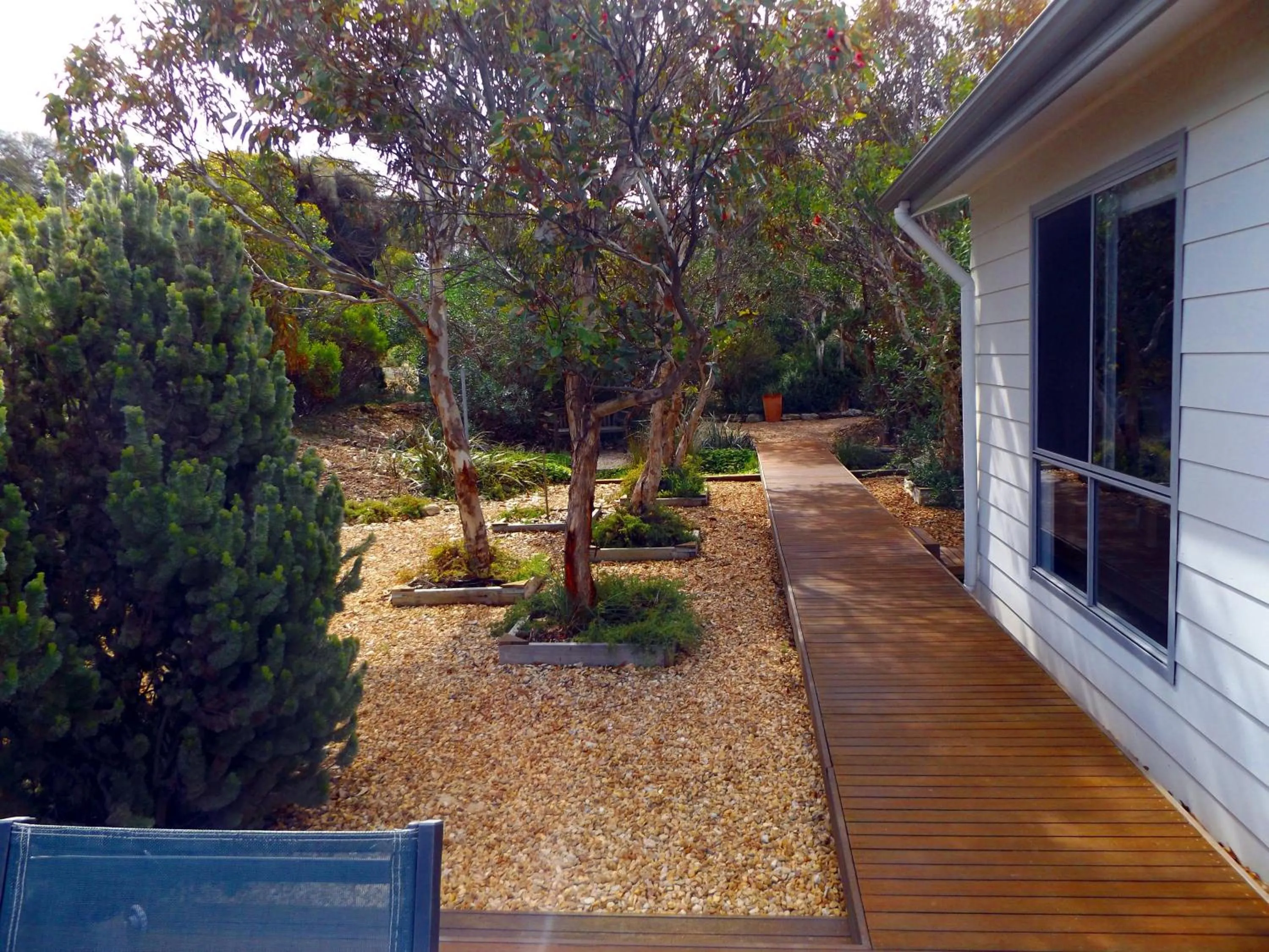 Garden view in Coorong Waterfront Retreat