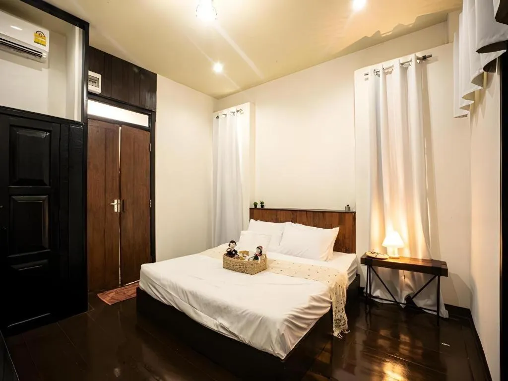 Bed in croissant hotel and cafe