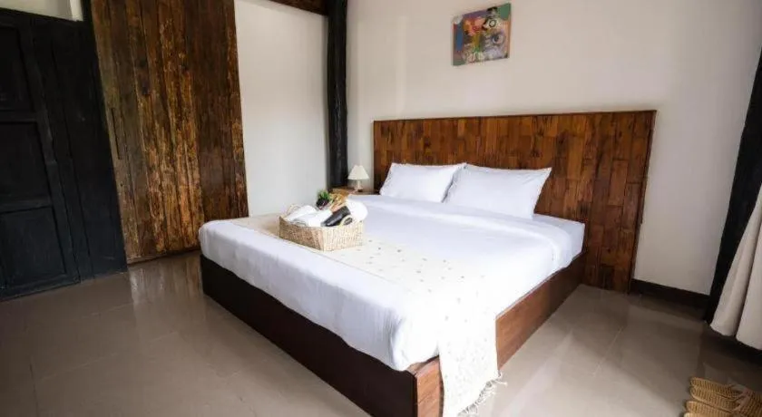 Bed in croissant hotel and cafe