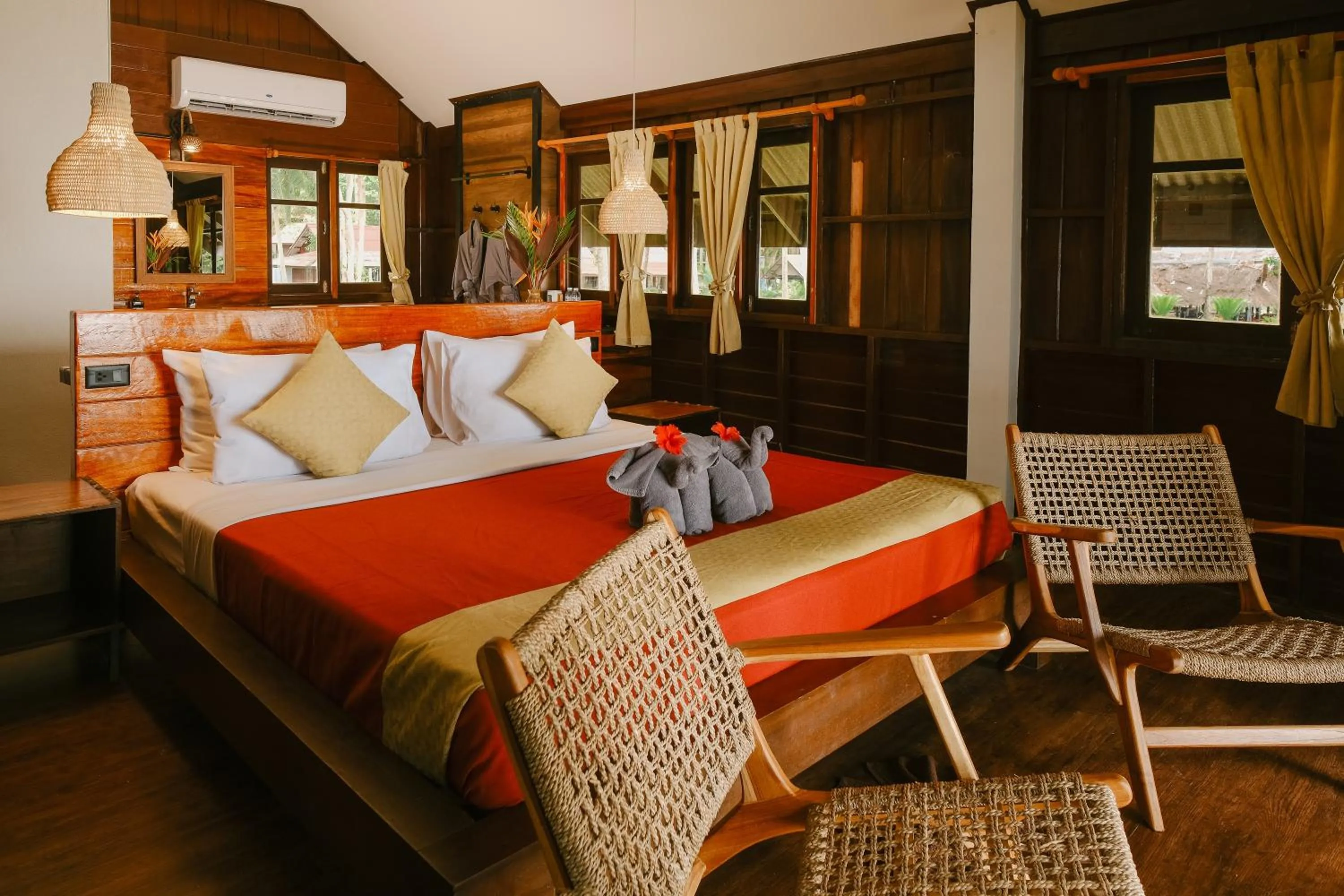 Bed in JOY Bungalow Resort and Restaurant