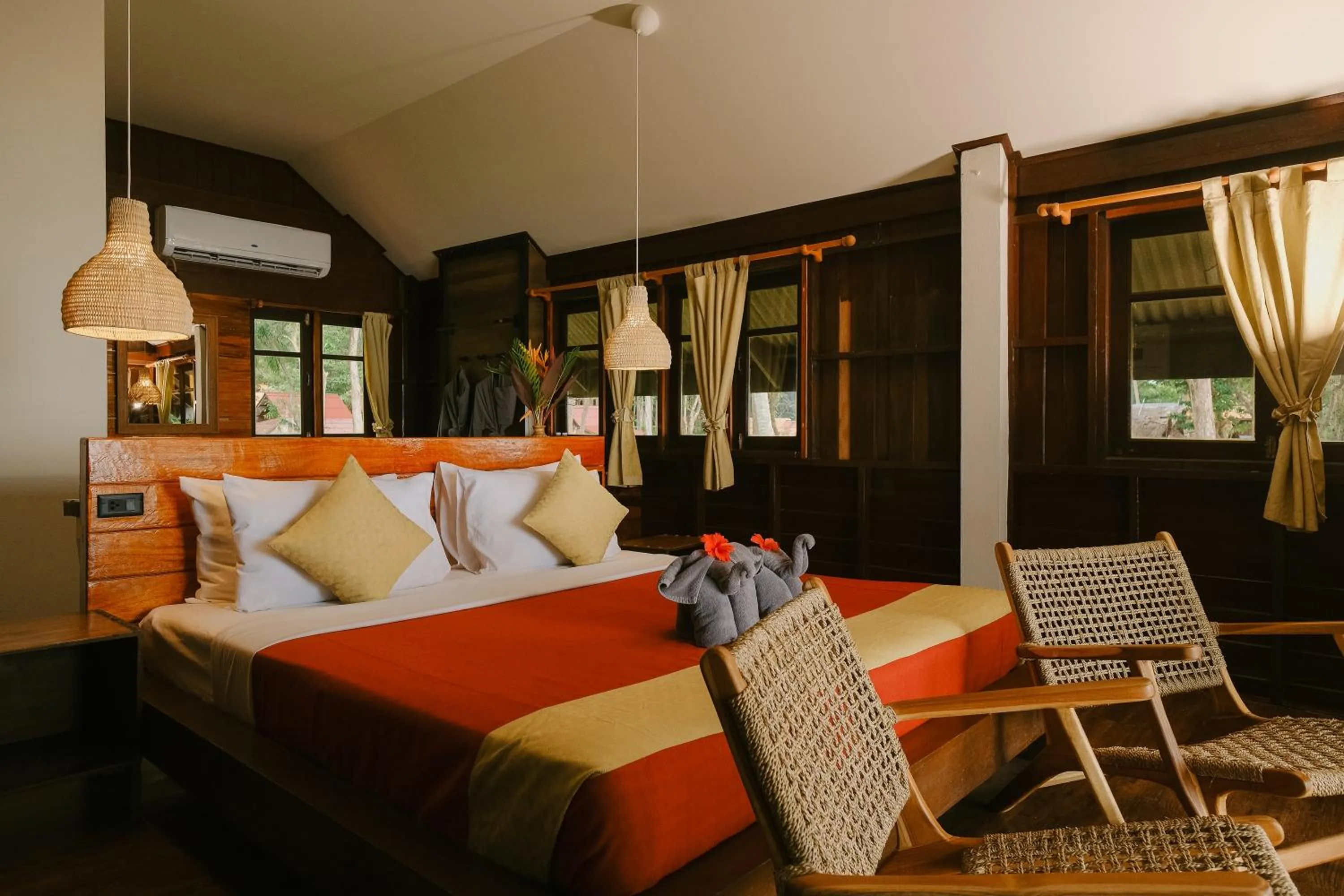 Bed in JOY Bungalow Resort and Restaurant