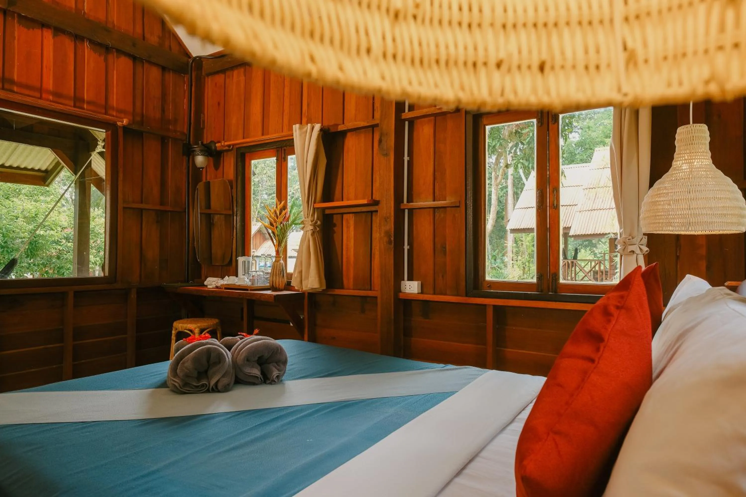 Bed in JOY Bungalow Resort and Restaurant