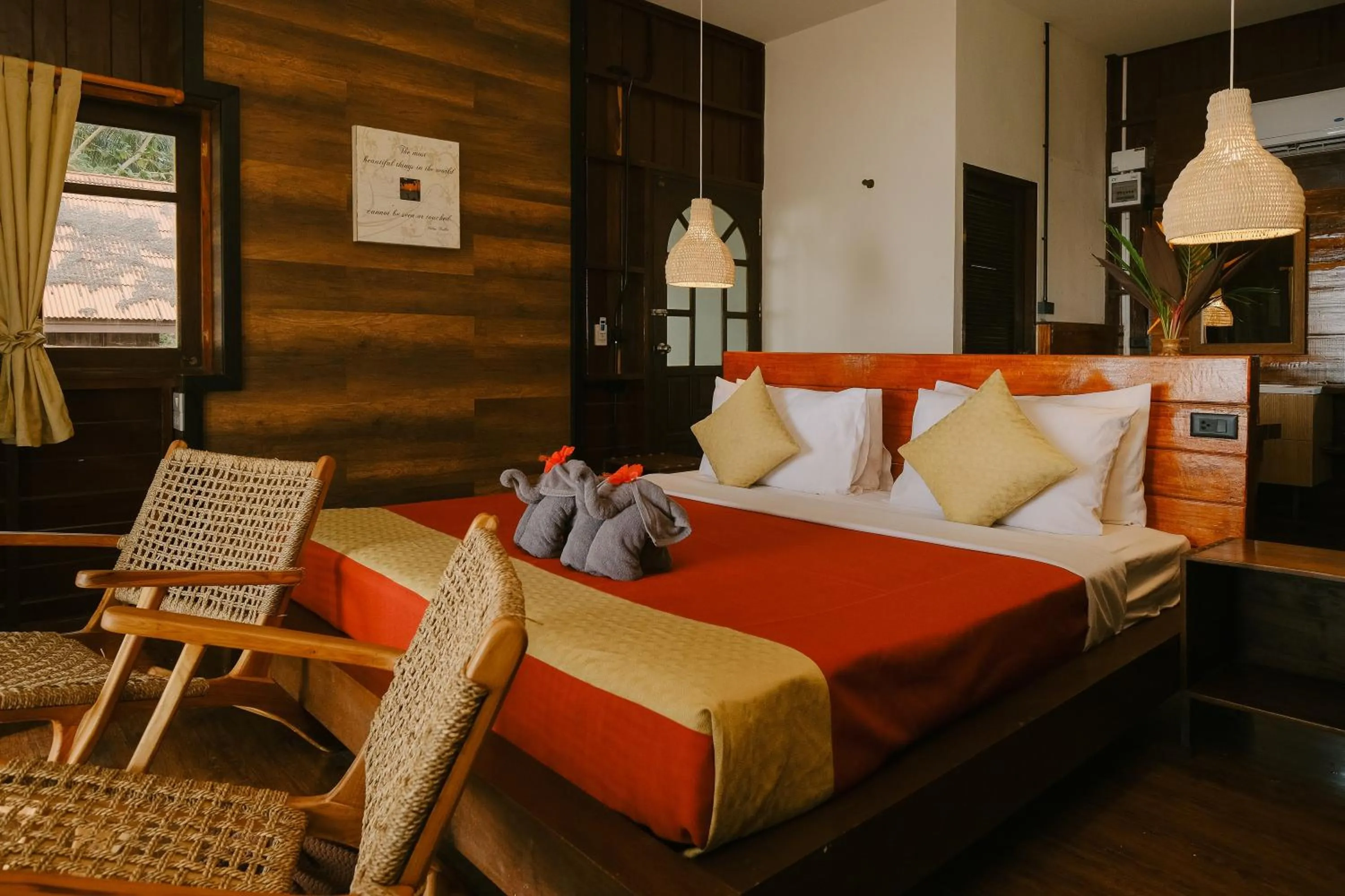 Bed in JOY Bungalow Resort and Restaurant