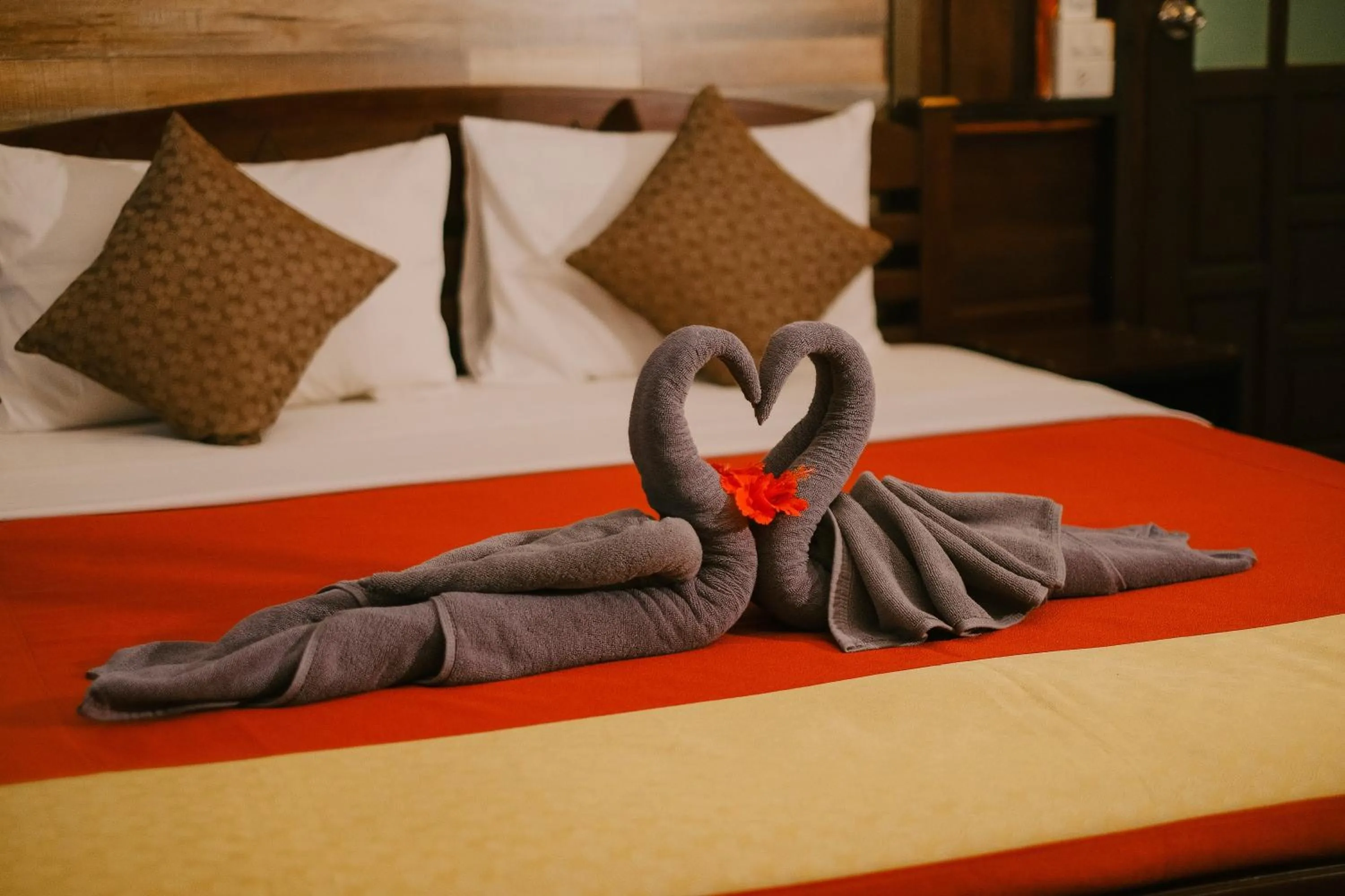 Bed in JOY Bungalow Resort and Restaurant