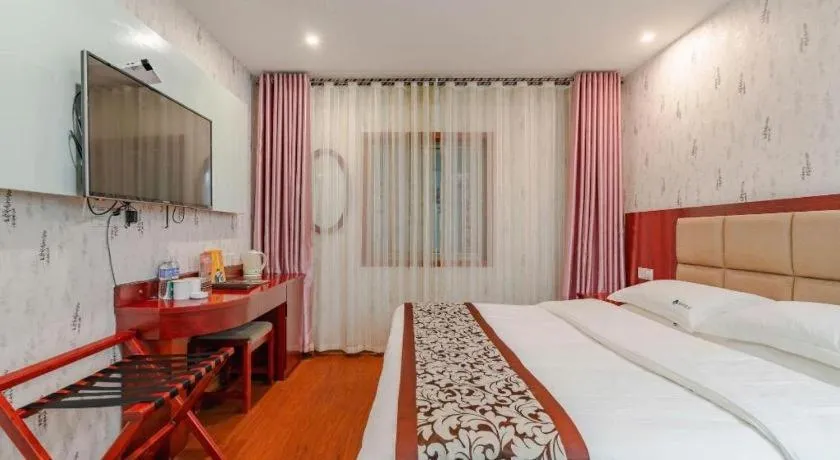 Bed in GreenTree Inn Chuzhou City Quanjiao County High-Speed Italy Trade City Business Hotel