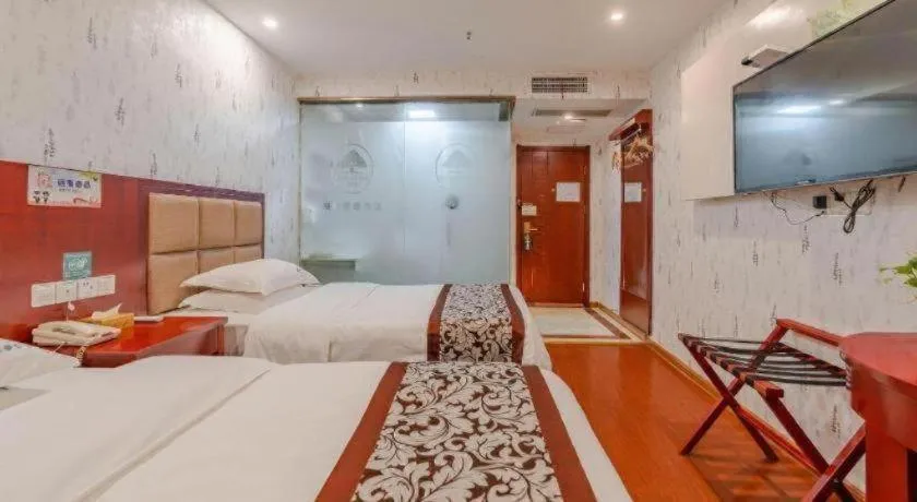 Bed in GreenTree Inn Chuzhou City Quanjiao County High-Speed Italy Trade City Business Hotel